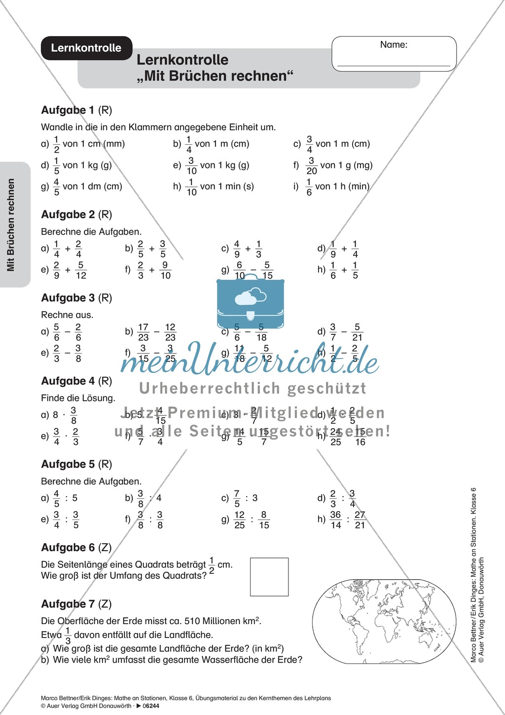 Stationenlernen zur Bruchrechnung, 9 Stationen Preview 11