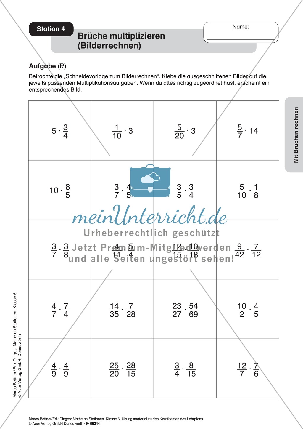 Stationenlernen zur Bruchrechnung, 9 Stationen Preview 4
