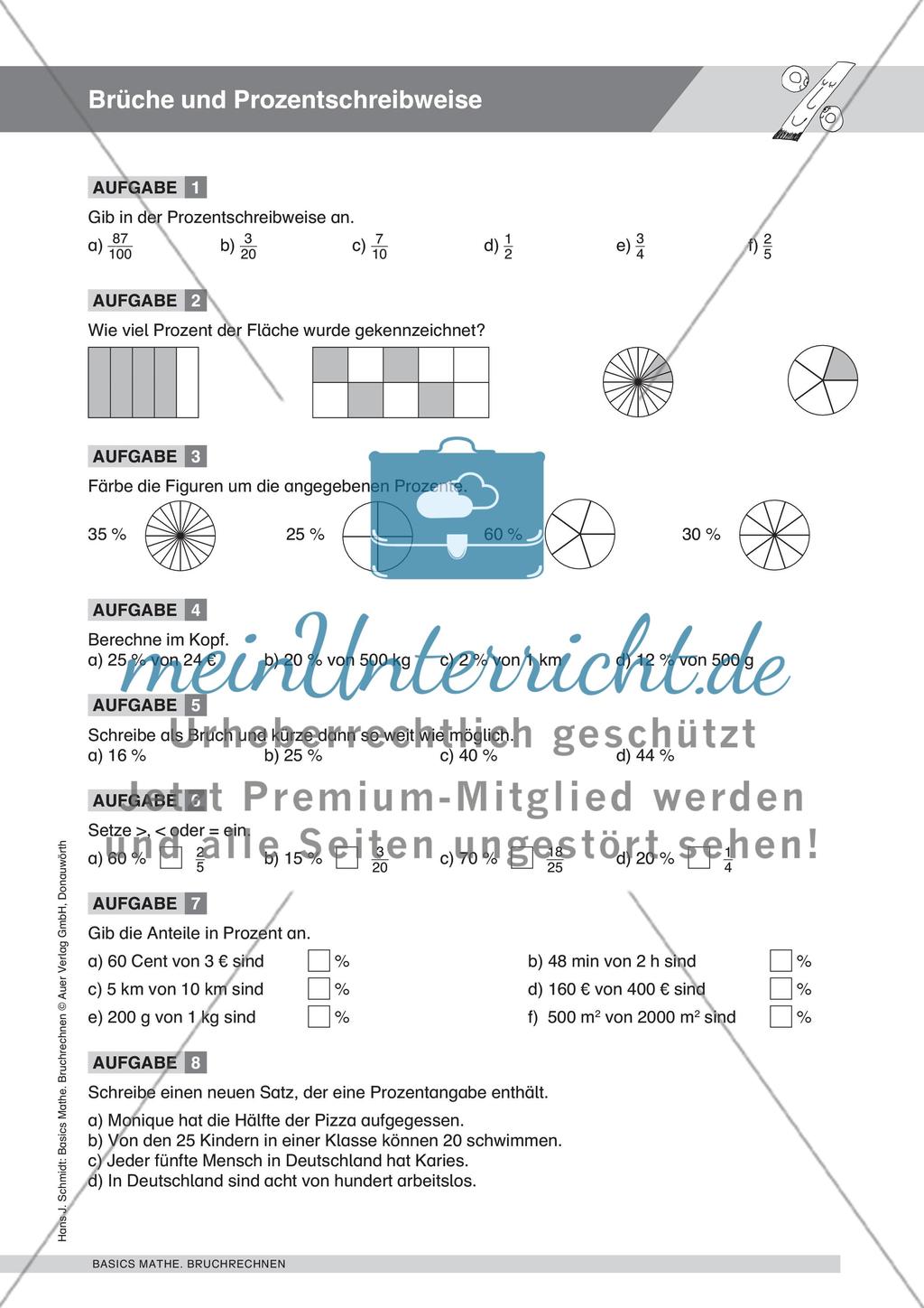 Brüche und Prozentschreibweise Preview 2