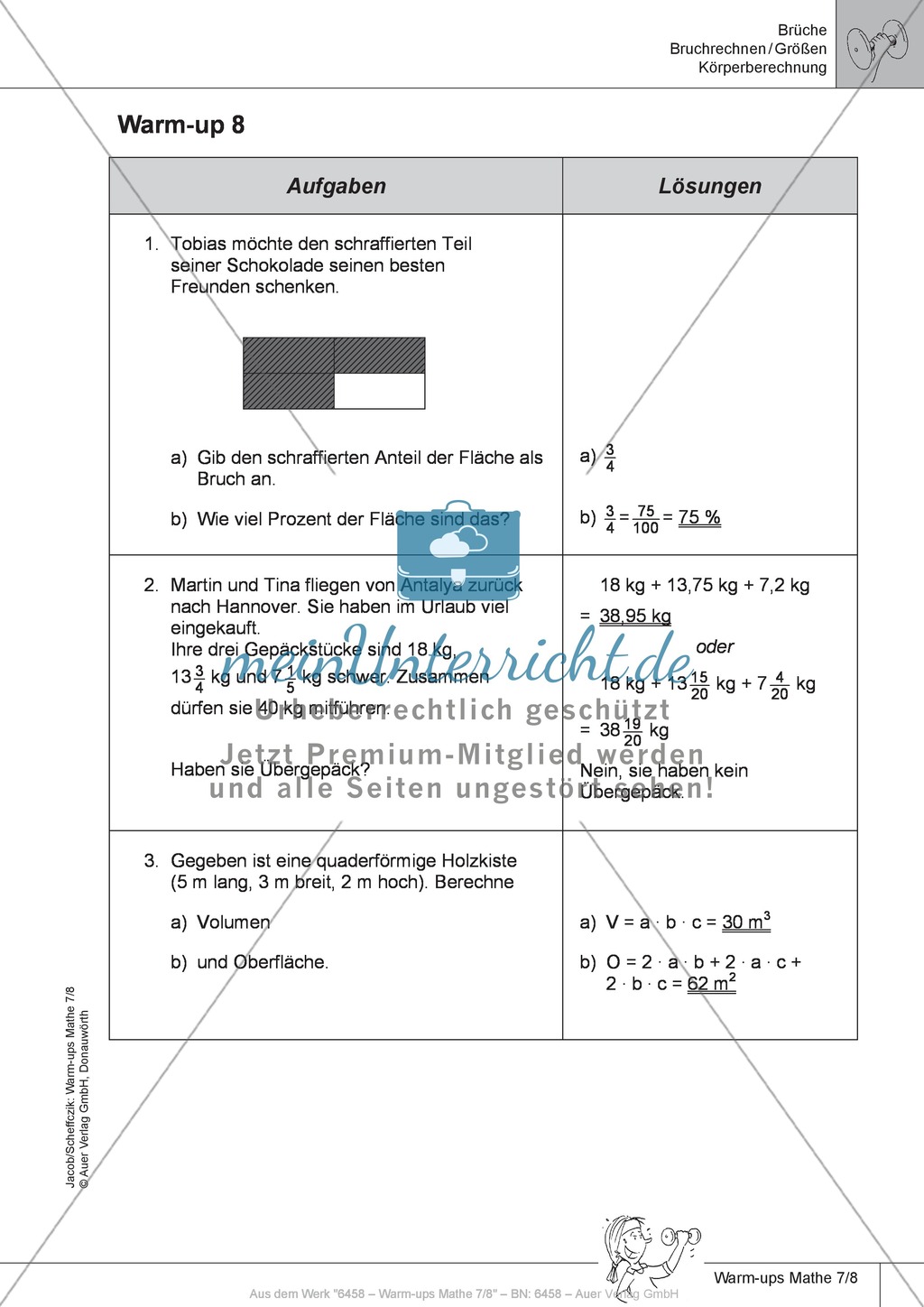 Aufwärmübungen zur Größenberechnung und im Umgang mit Maßzahlen, Partnerarbeit möglich Preview 1