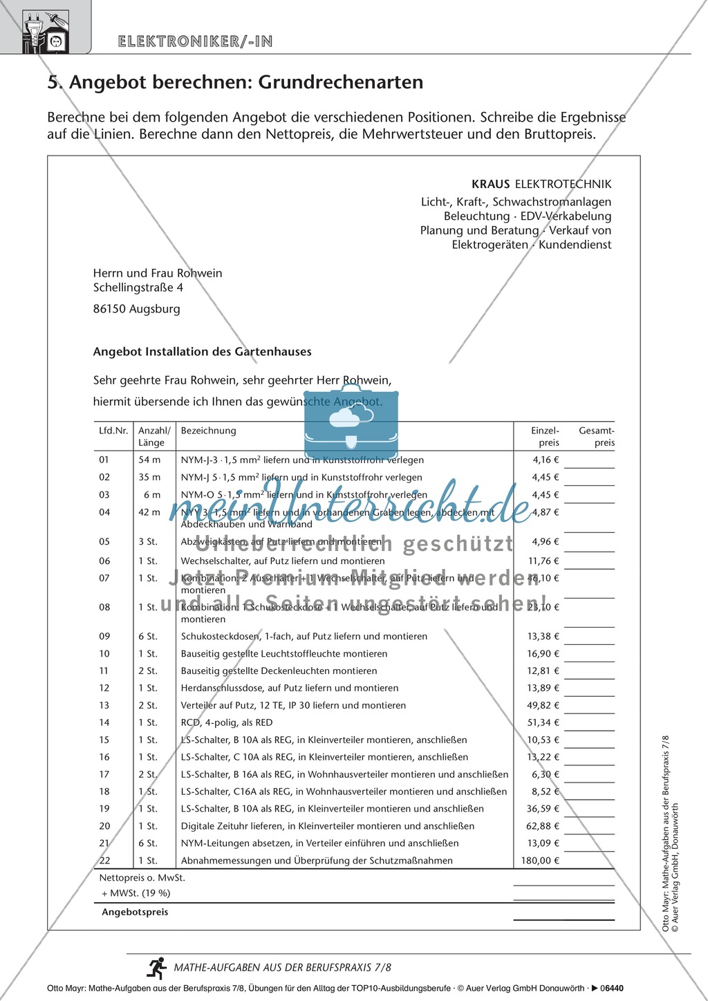 Praxisnahe Anwendung mathematischer Grundrechenarten im Bereich der Elektrotechnik Preview 5