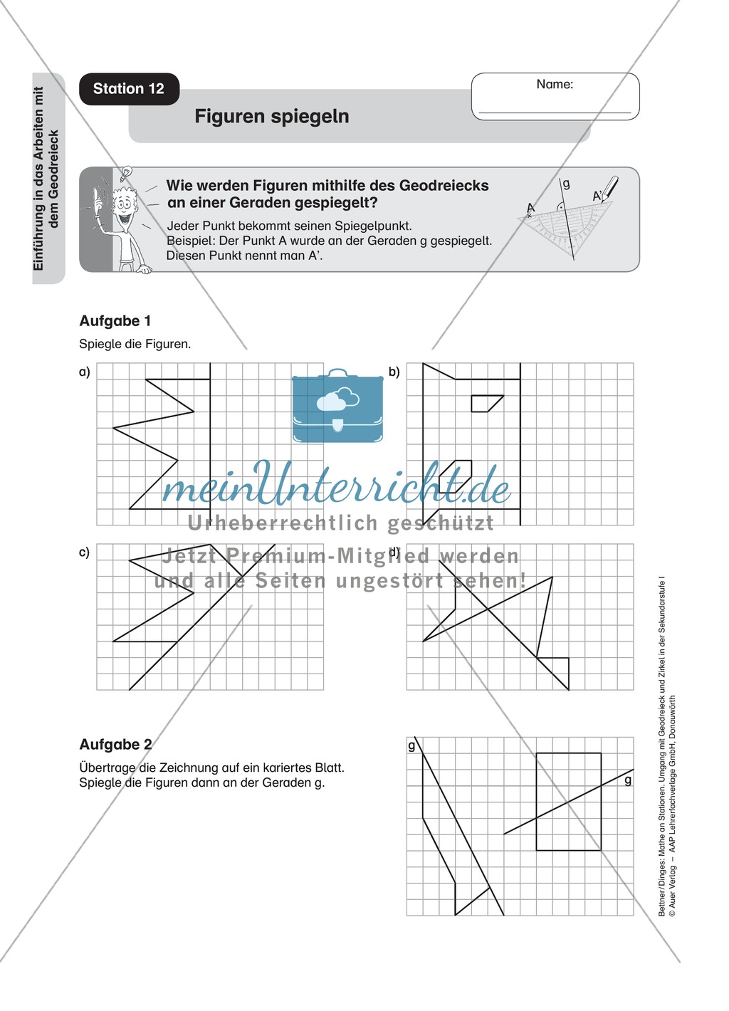 Stationenlernen Geometrie, Übungen zum Umgang mit dem Geodreieck Preview 12