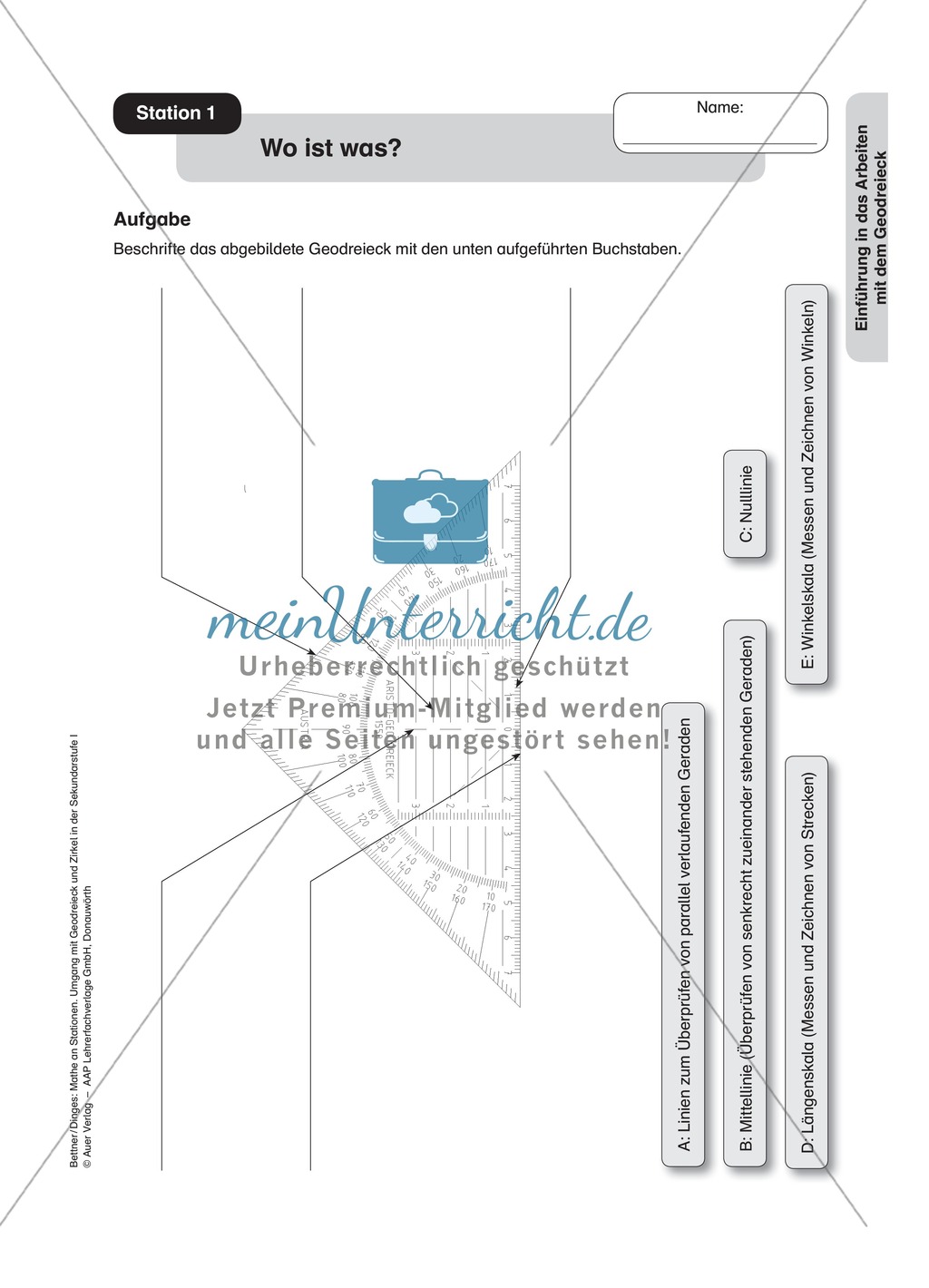 Stationenlernen Geometrie, Übungen zum Umgang mit dem Geodreieck Preview 1