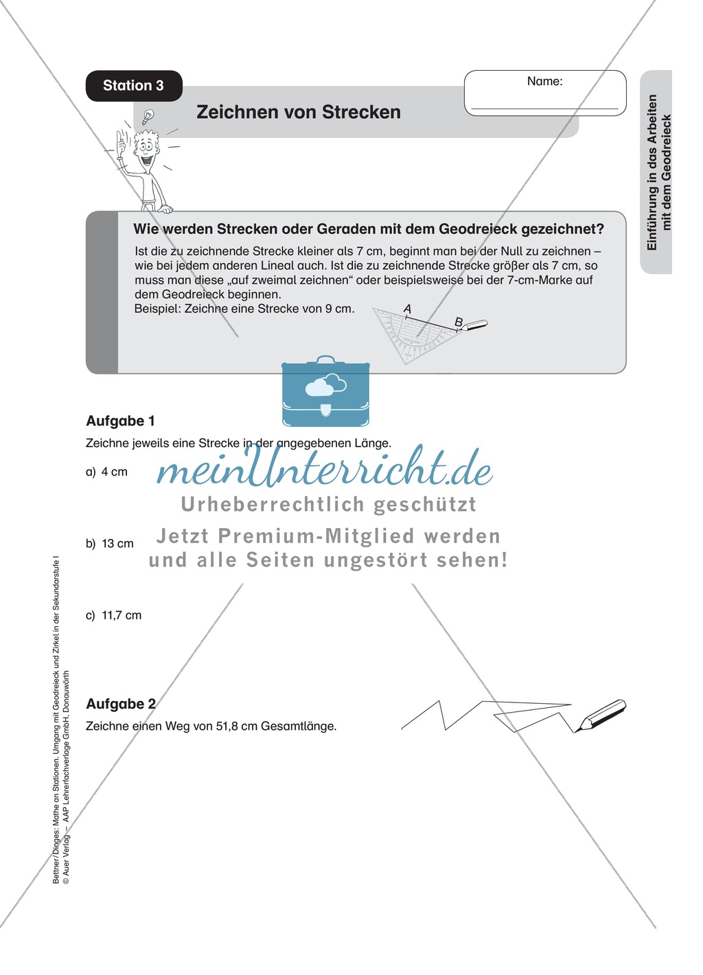 Stationenlernen Geometrie, Übungen zum Umgang mit dem Geodreieck Preview 3