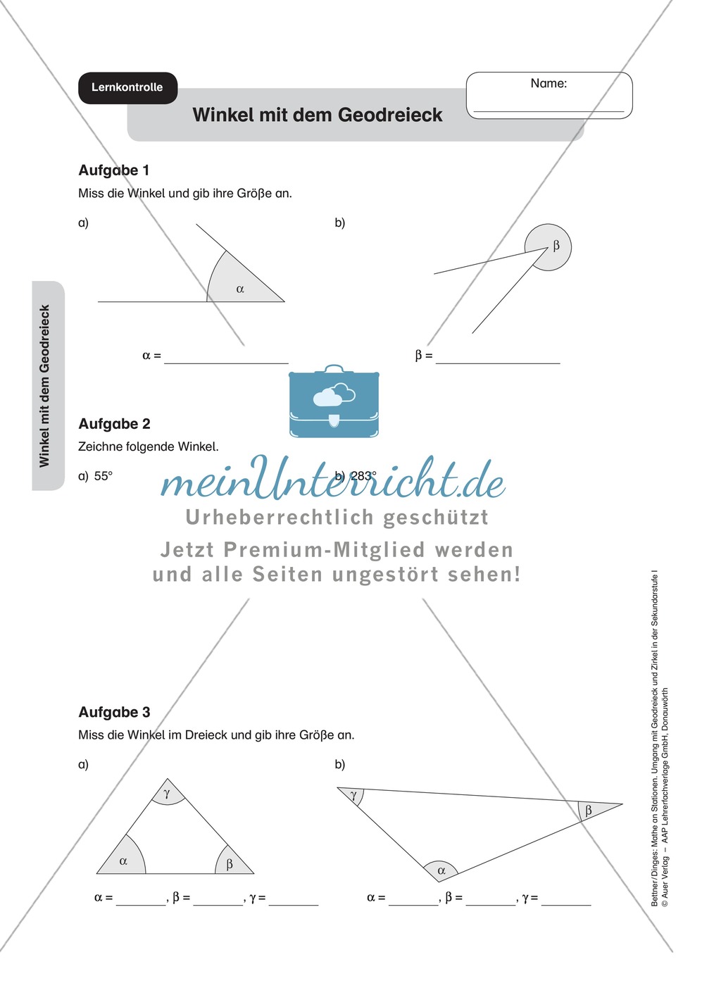 Stationenlernen Geometrie, Übungen zum Umgang mit dem Geodreieck Preview 15