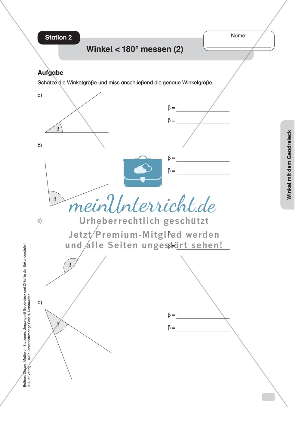 Stationenlernen Geometrie, Übungen zum Umgang mit dem Geodreieck Preview 2