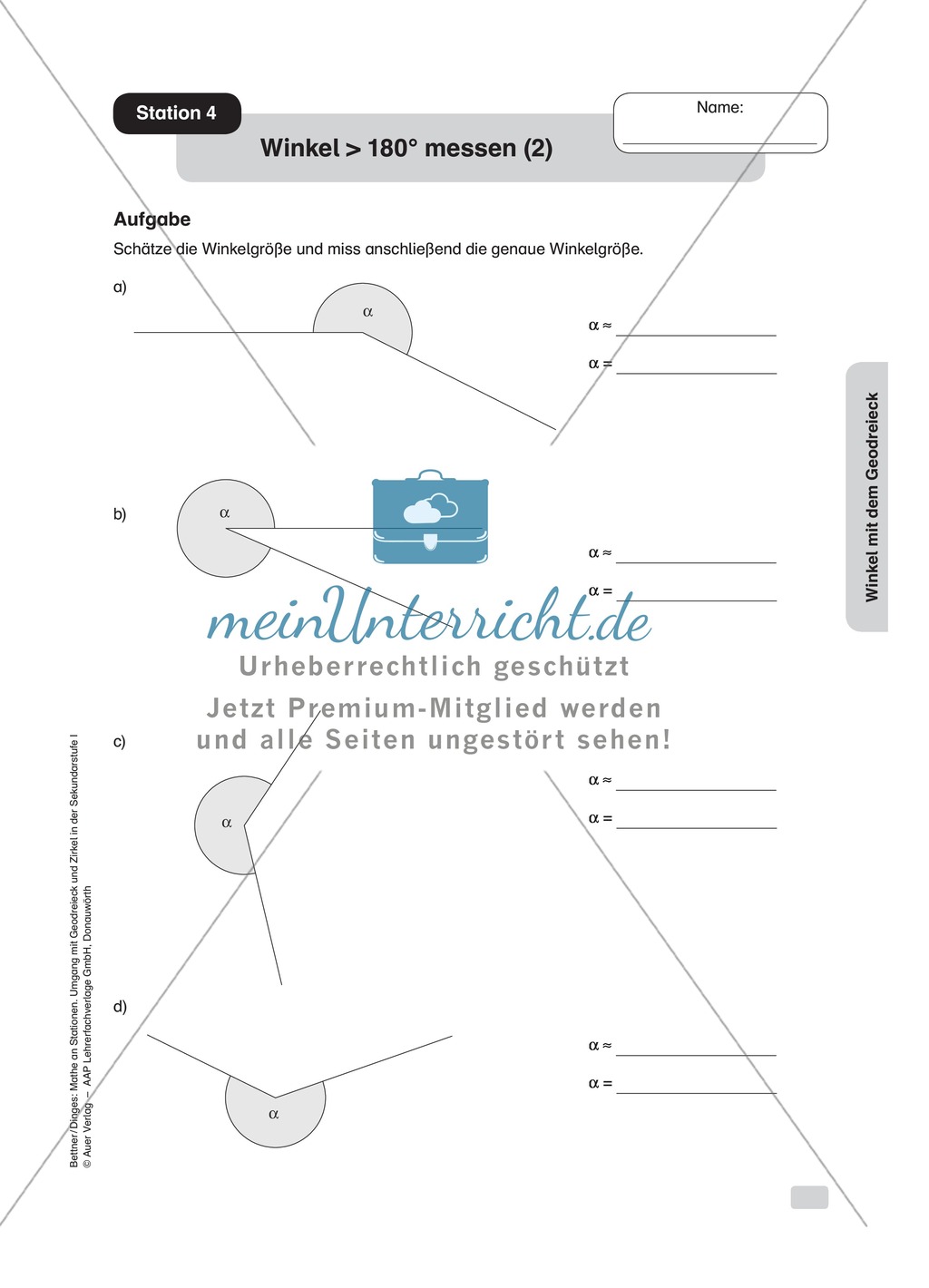 Stationenlernen Geometrie, Übungen zum Umgang mit dem Geodreieck Preview 4
