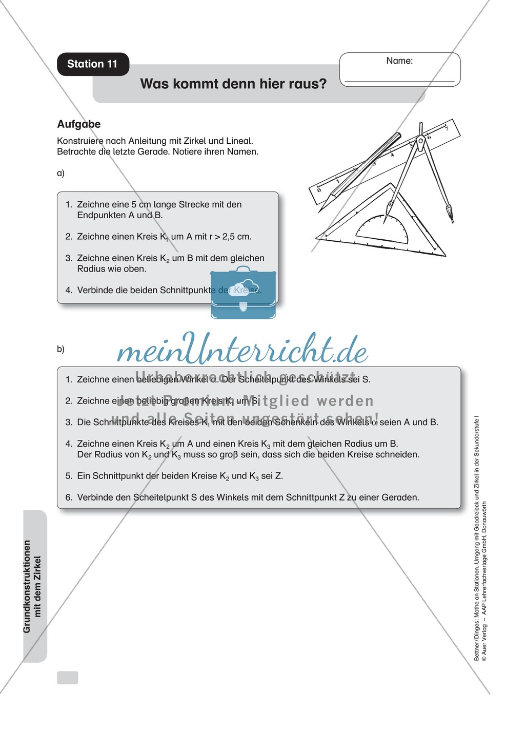 Stationenlernen Geometrie, Übungen zum Umgang mit dem Zirkel Preview 11