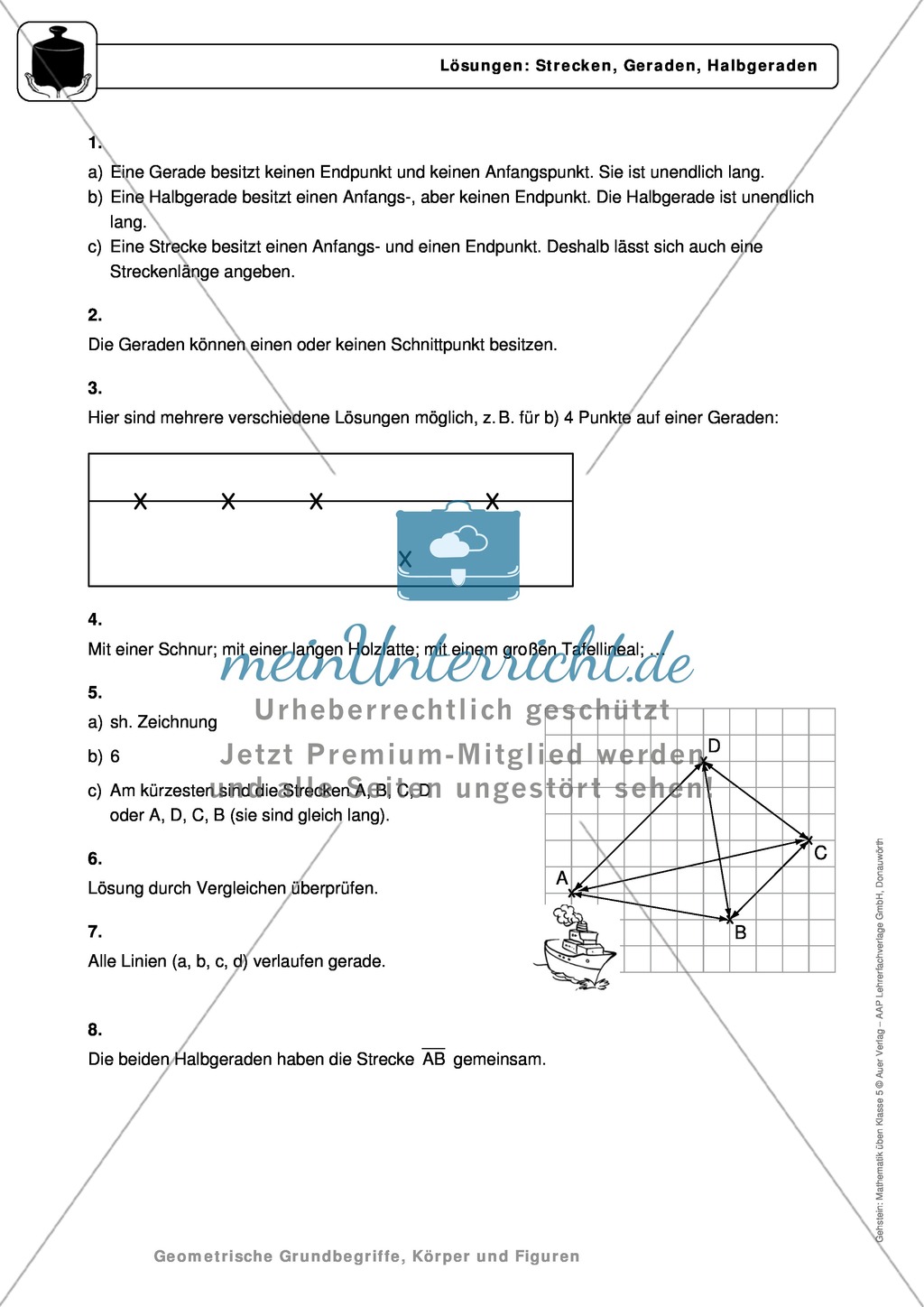 Unterscheidung zwischen Gerade, Streck und Halbgerade mit Übersicht und Aufgaben Preview 5