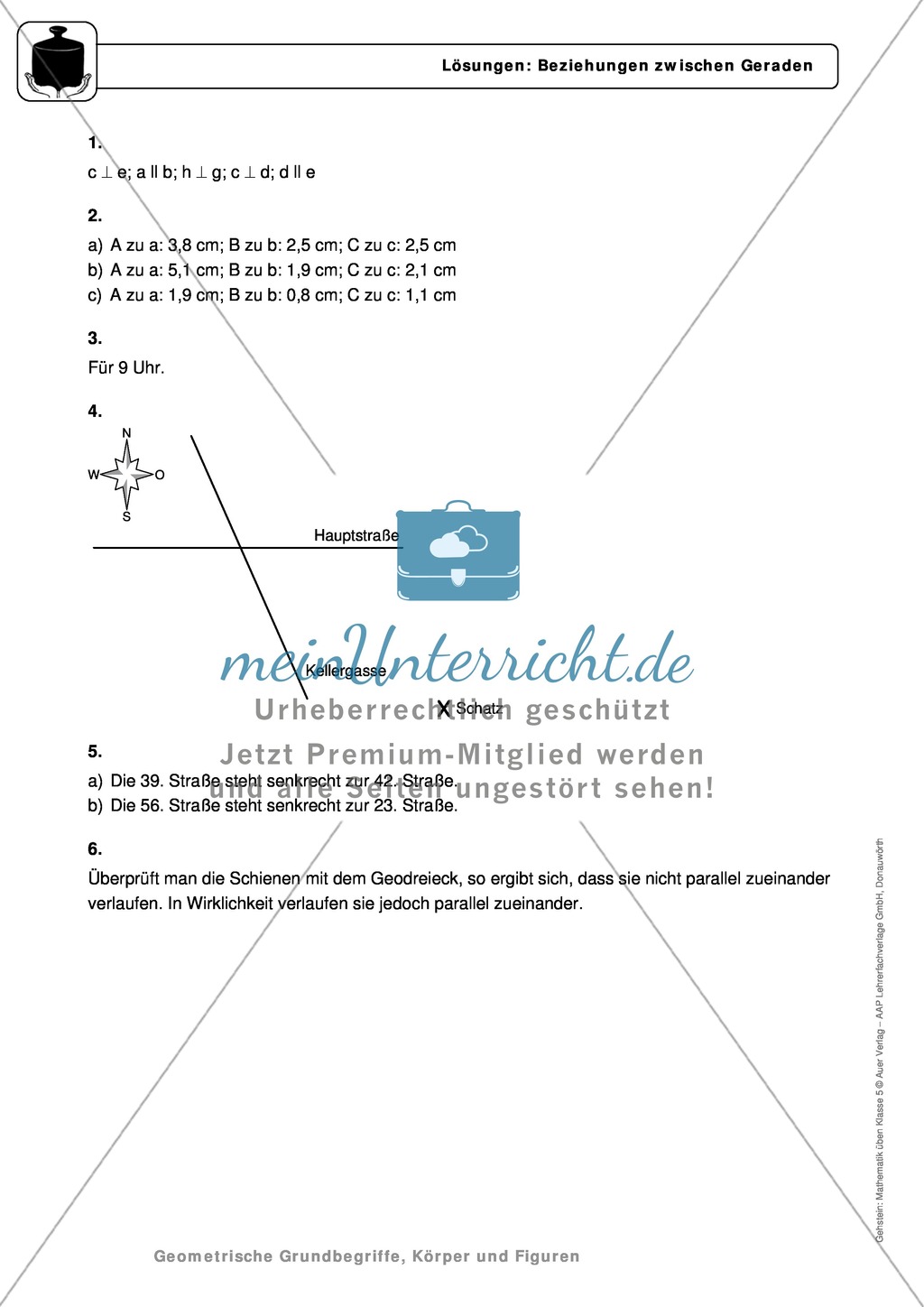 Übungen zur Beziehung zwischen zwei Geraden, mit Übersicht Preview 5