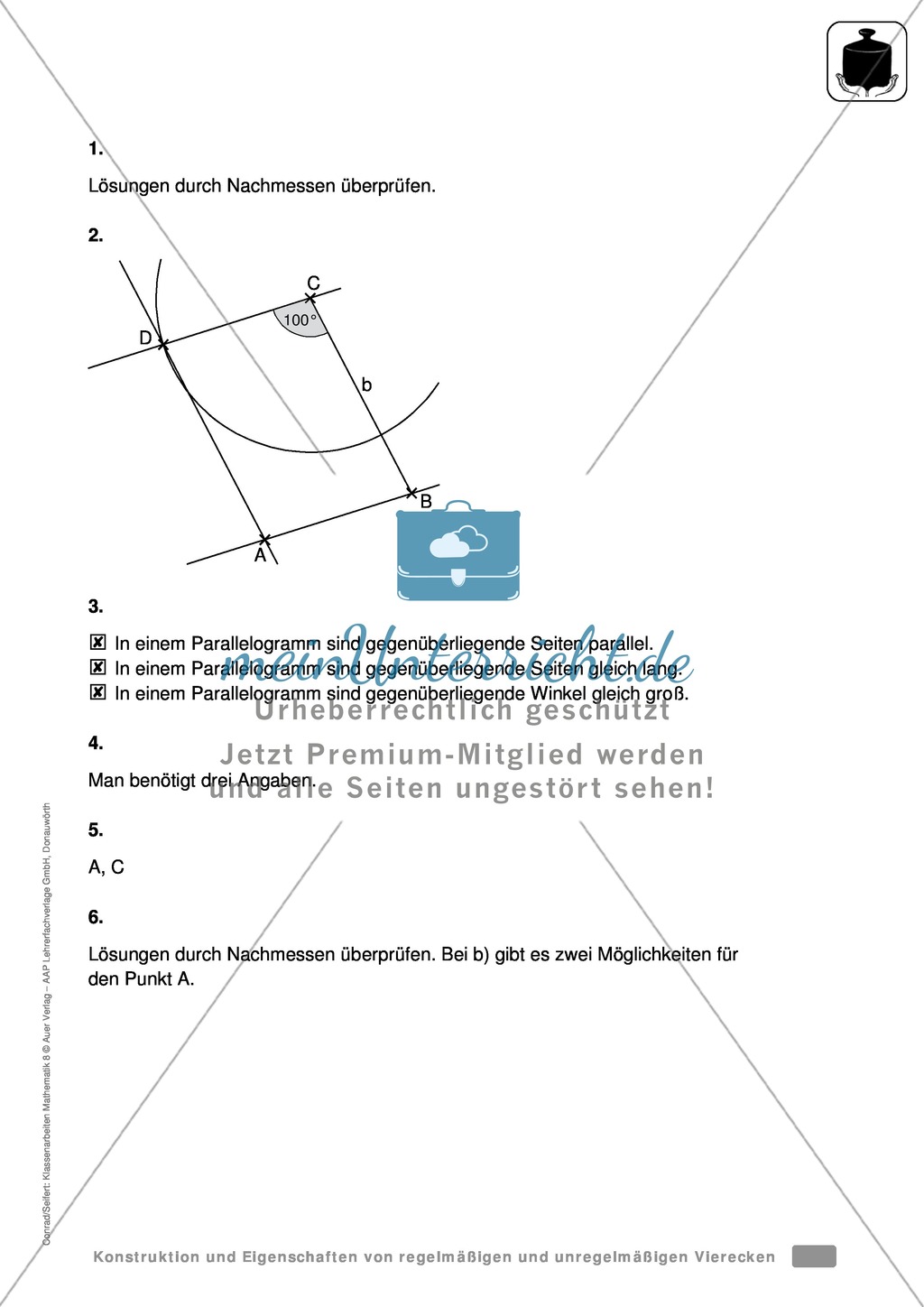 Geometrie, Klassenarbeit zur Konstruktion von Vielecken Preview 2