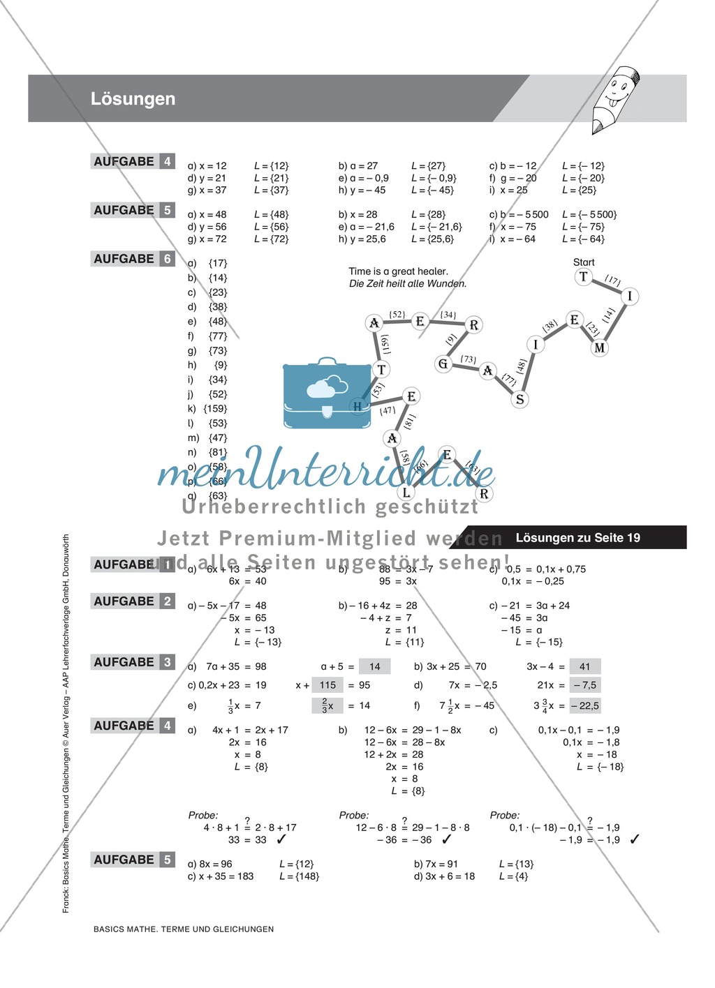 Übungsaufgaben zu mathematischen Gleichungen und Auffrischung der Definitionen und Regeln Preview 8