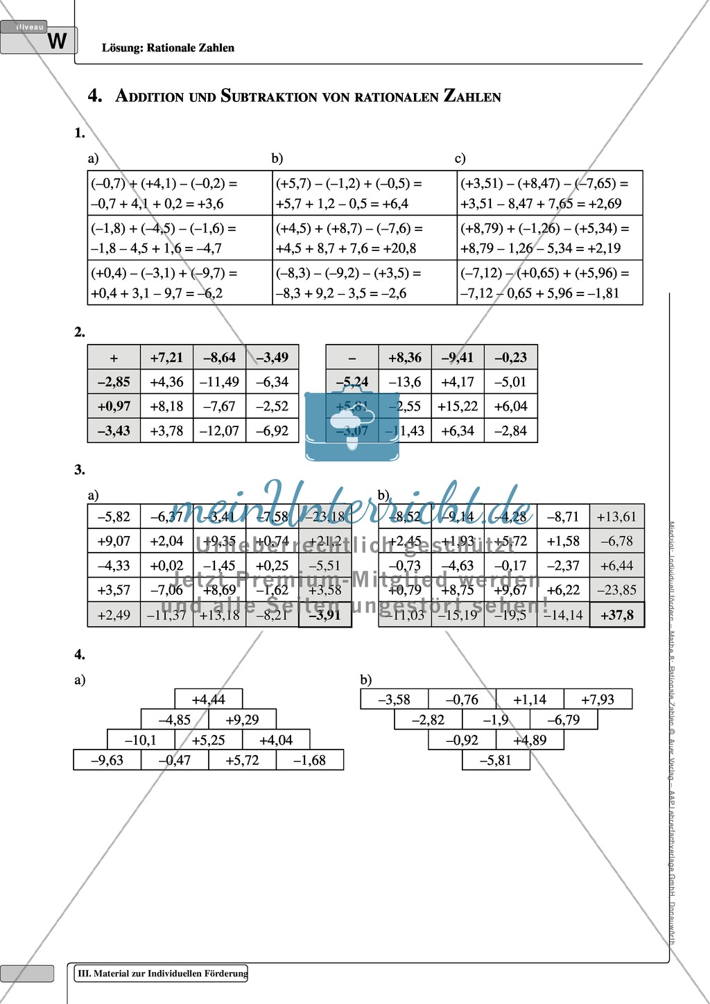 Addition und Subtraktion rationaler Zahlen an Übungsaufgaben und Sachtexten Preview 3