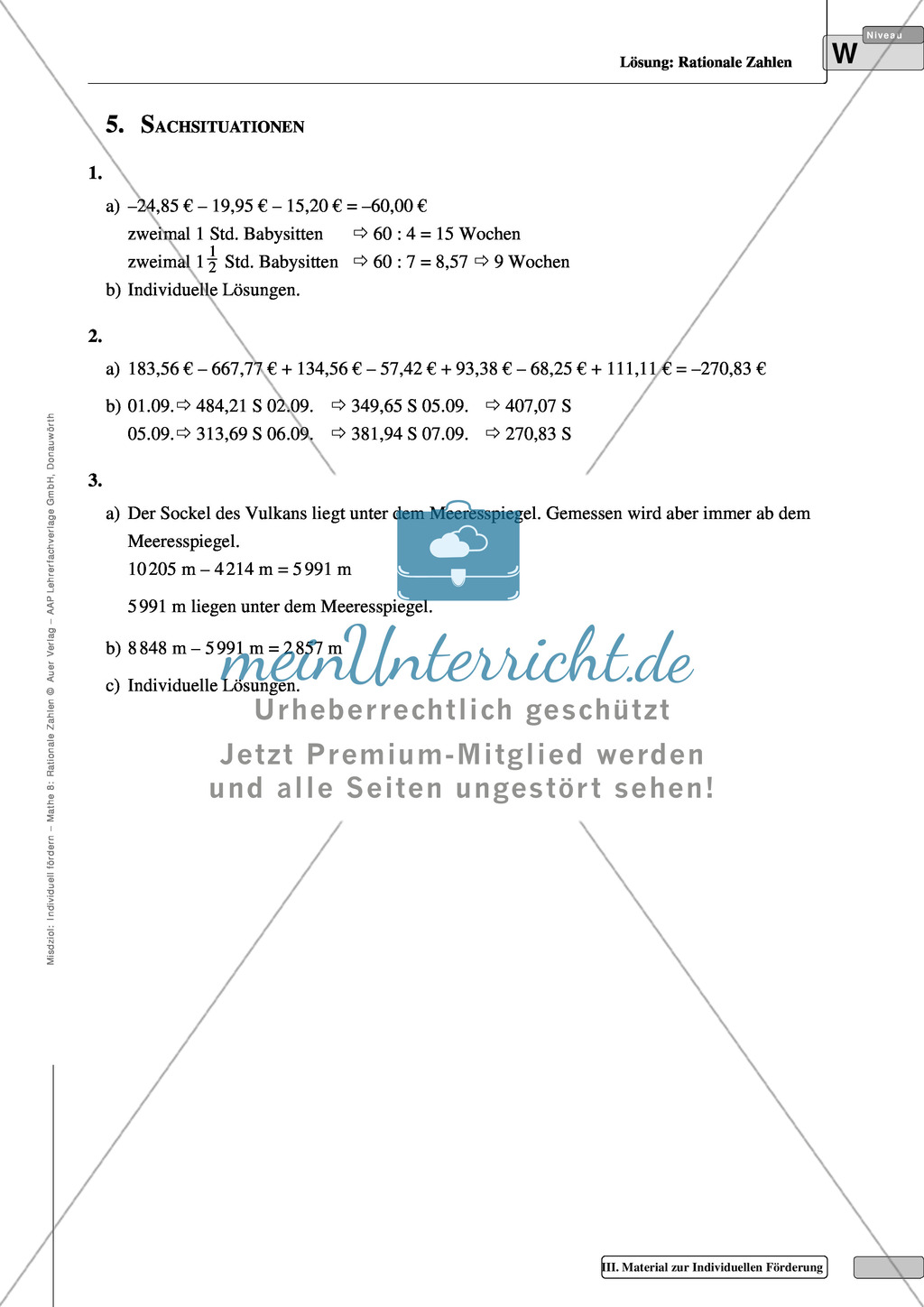 Addition und Subtraktion rationaler Zahlen an Übungsaufgaben und Sachtexten Preview 4
