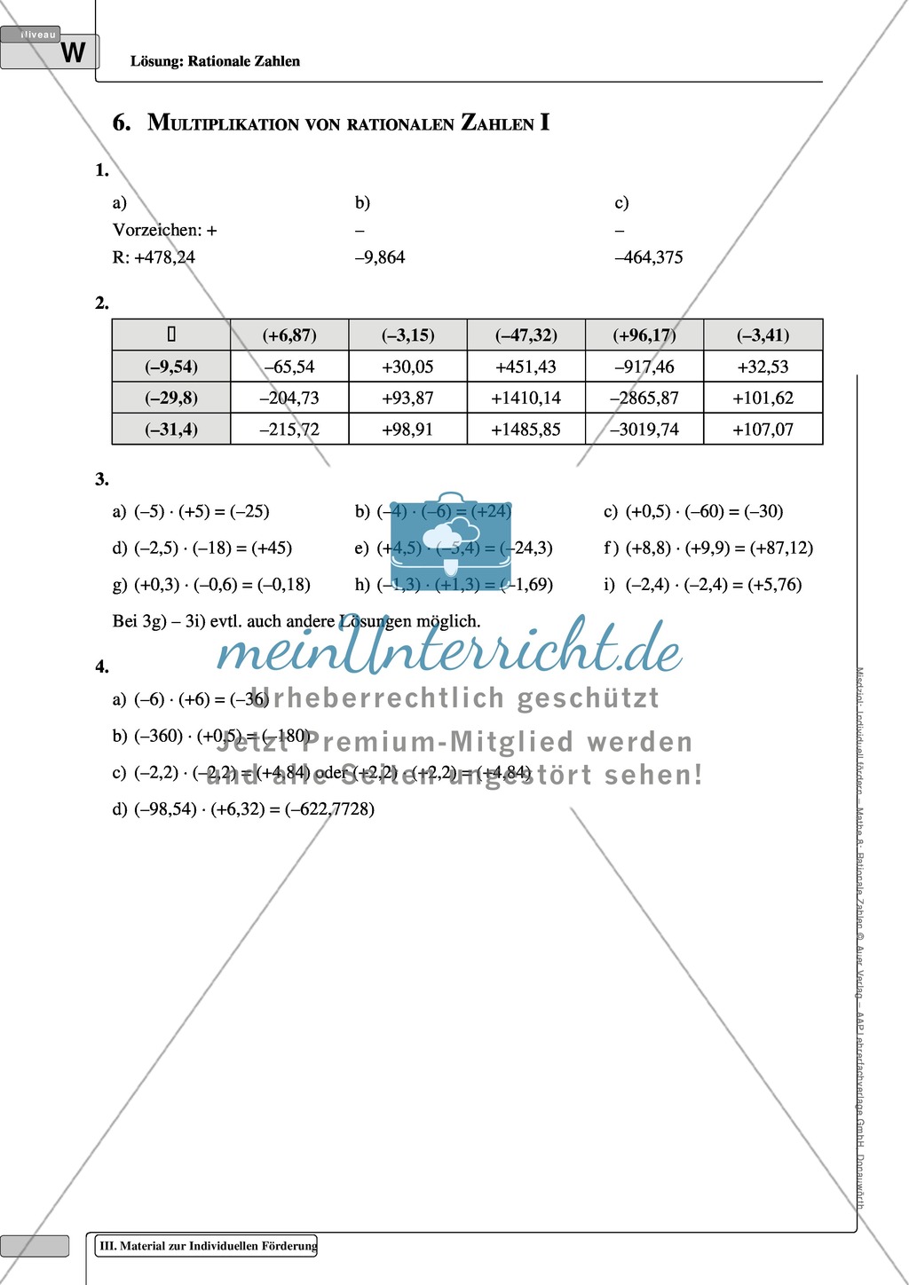 Multiplikation und Division rationaler Zahlen an verschiedenen Aufgaben Preview 5