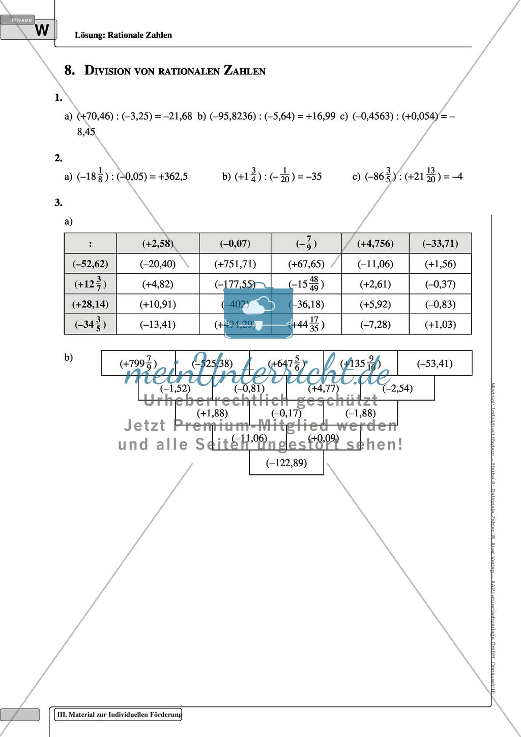 Multiplikation und Division rationaler Zahlen an verschiedenen Aufgaben Preview 7