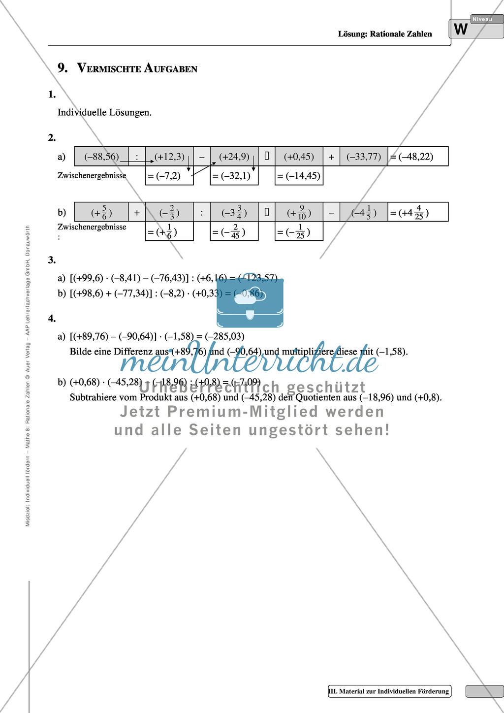 Multiplikation und Division rationaler Zahlen an verschiedenen Aufgaben Preview 8