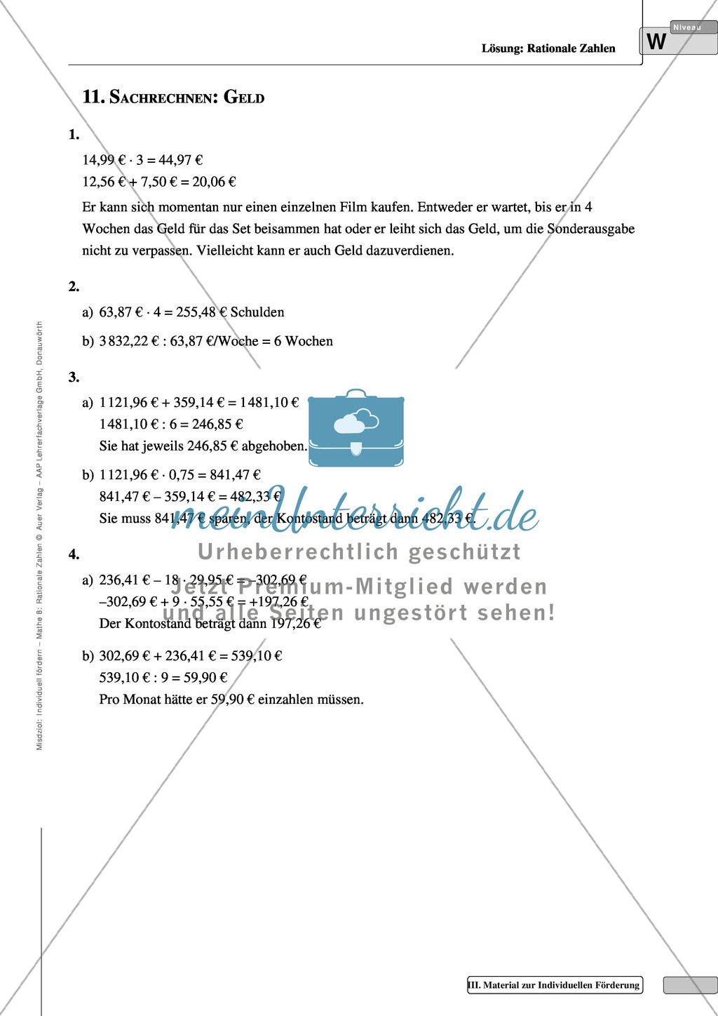 Textaufgaben zu rationalen Zahlen aus den Bereichen Geld und Temperaturen Preview 5