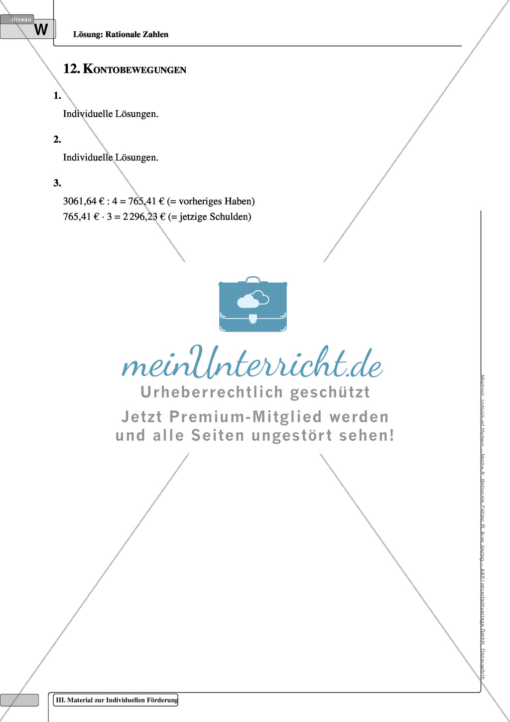 Textaufgaben zu rationalen Zahlen aus den Bereichen Geld und Temperaturen Preview 6