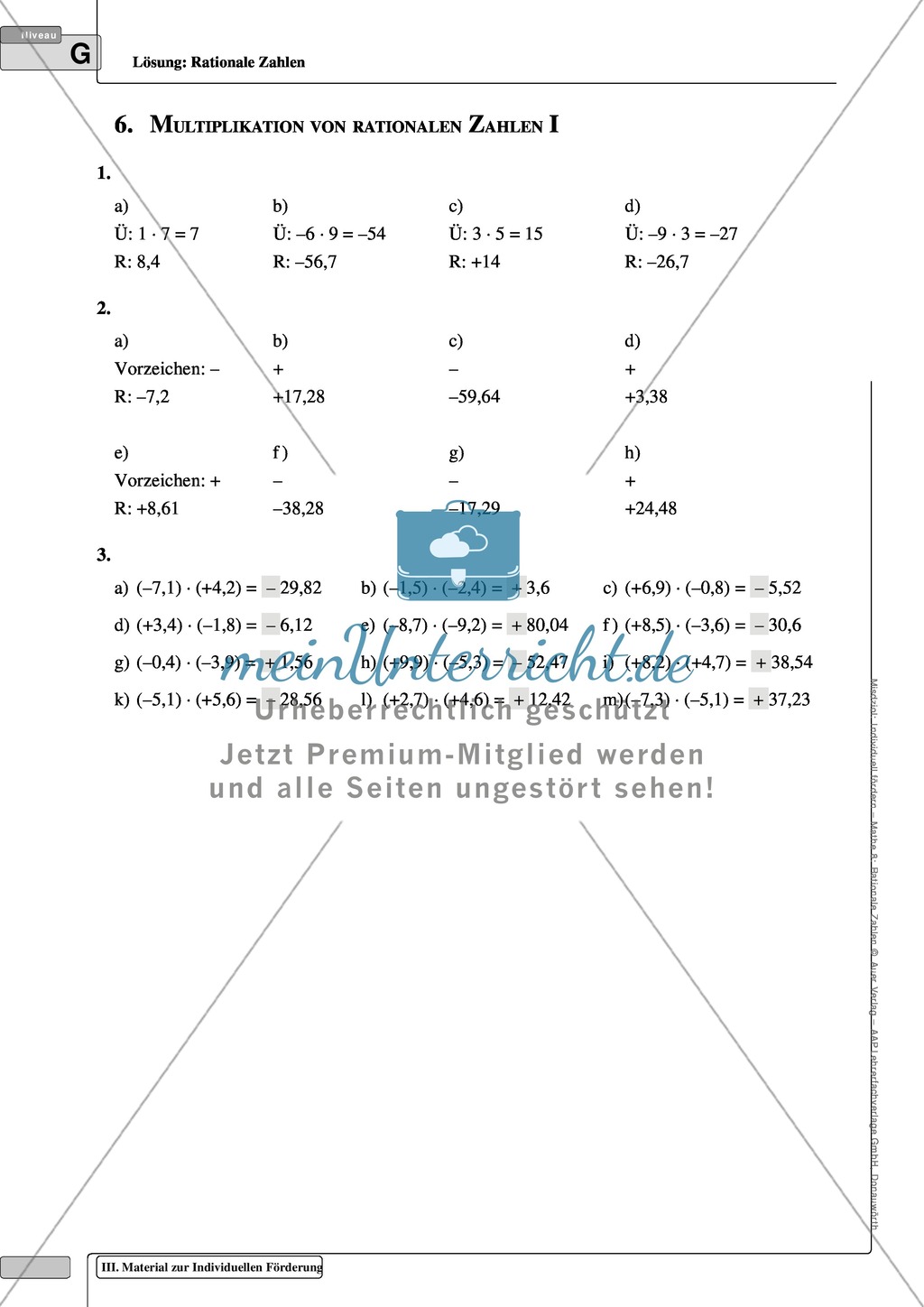 Aufgaben zur Multiplikation und Division von rationalen Zahlen Preview 5