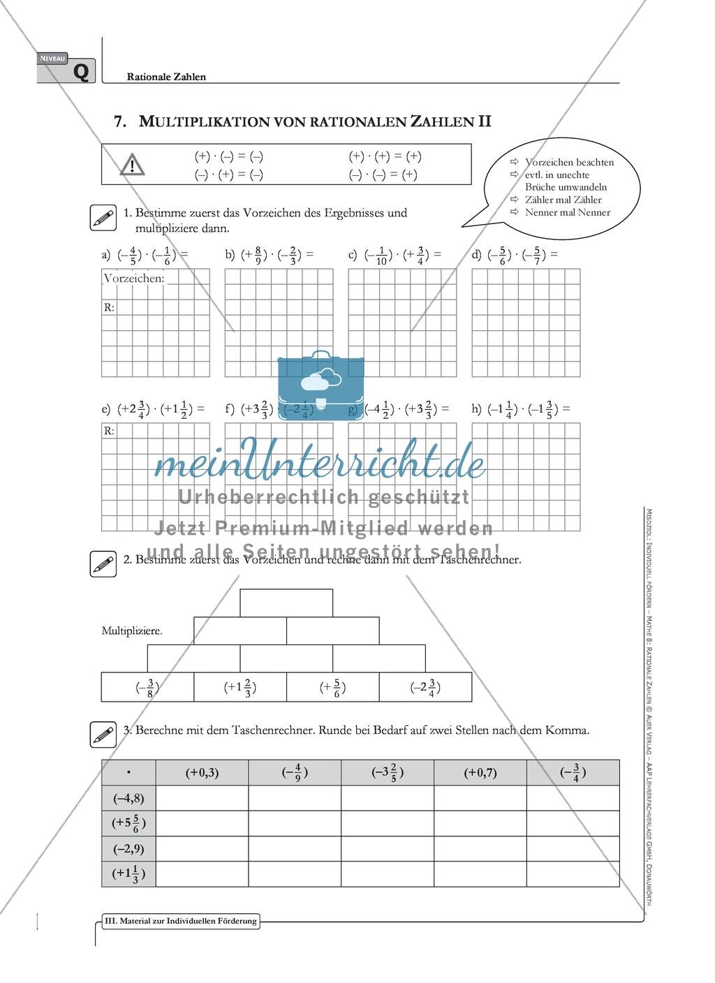 Vermischte Übungsaufgaben zur Multiplikation und Division von rationalen Zahlen Preview 2