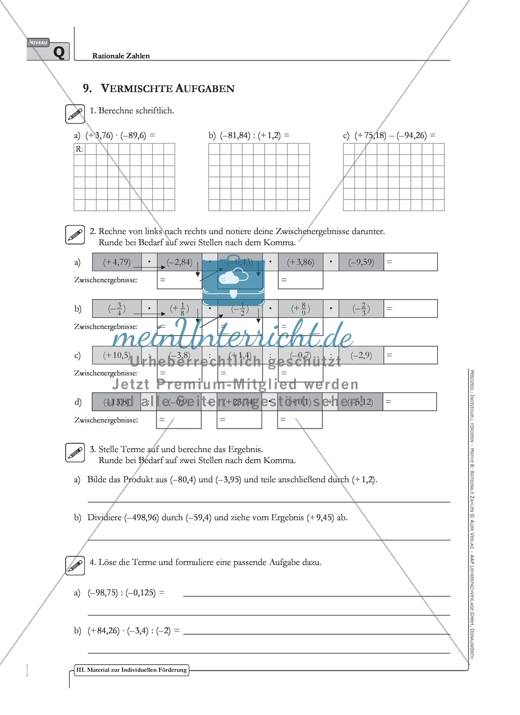 Vermischte Übungsaufgaben zur Multiplikation und Division von rationalen Zahlen Preview 4