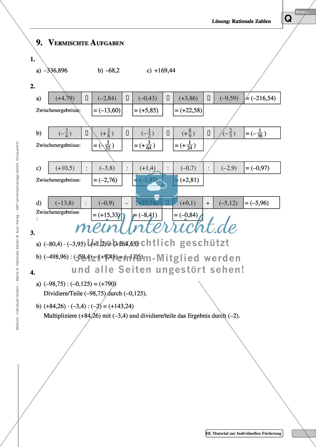 Vermischte Übungsaufgaben zur Multiplikation und Division von rationalen Zahlen Preview 8