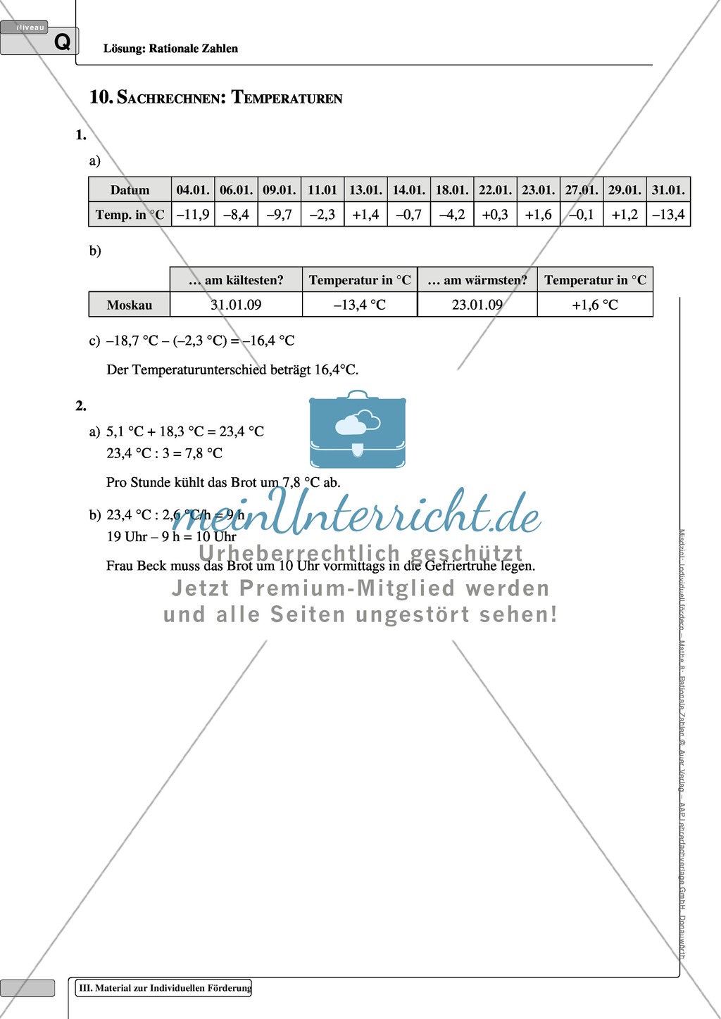 Textaufgaben zu rationalen Zahlen aus den Bereichen Geld und Temperaturen Preview 4