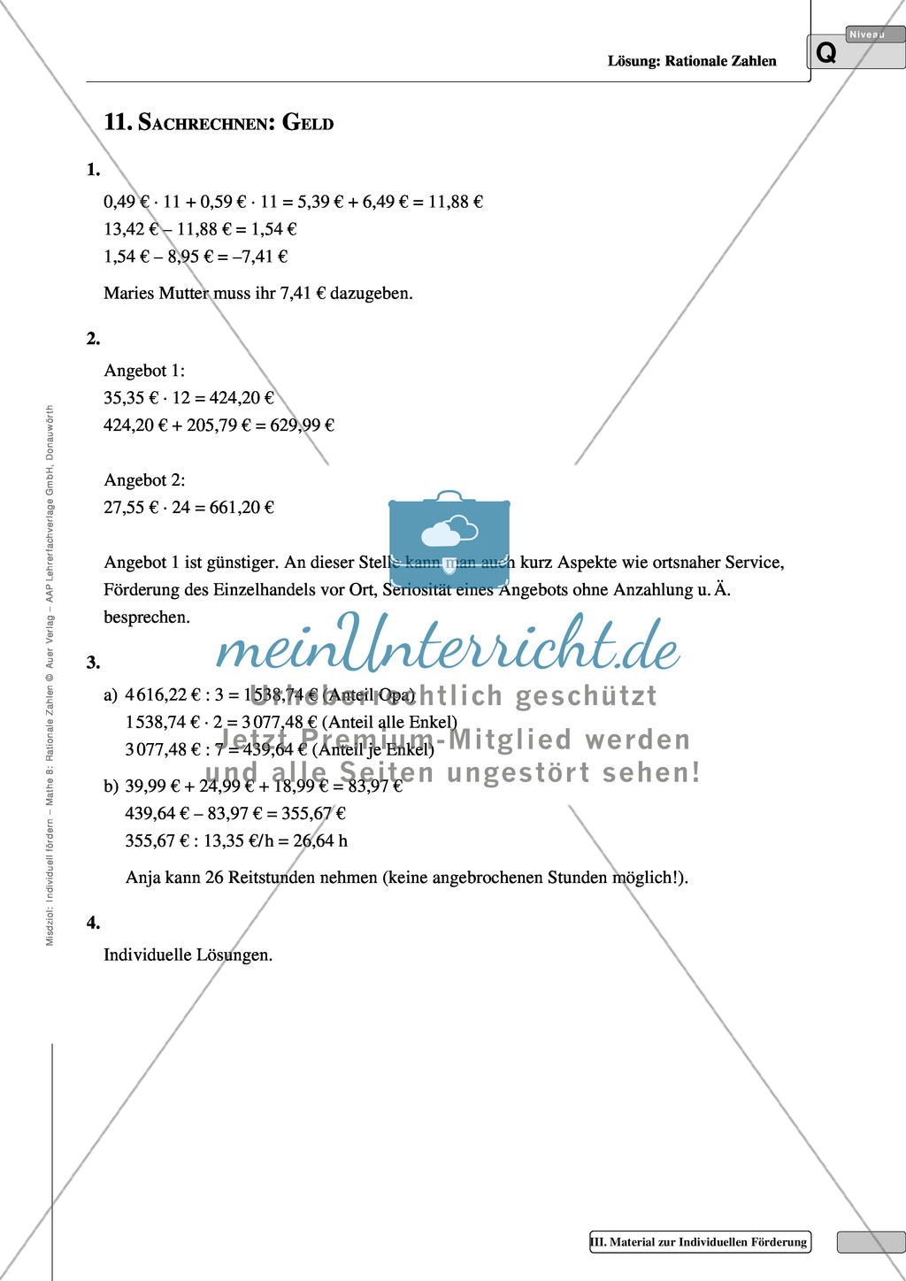 Textaufgaben zu rationalen Zahlen aus den Bereichen Geld und Temperaturen Preview 5