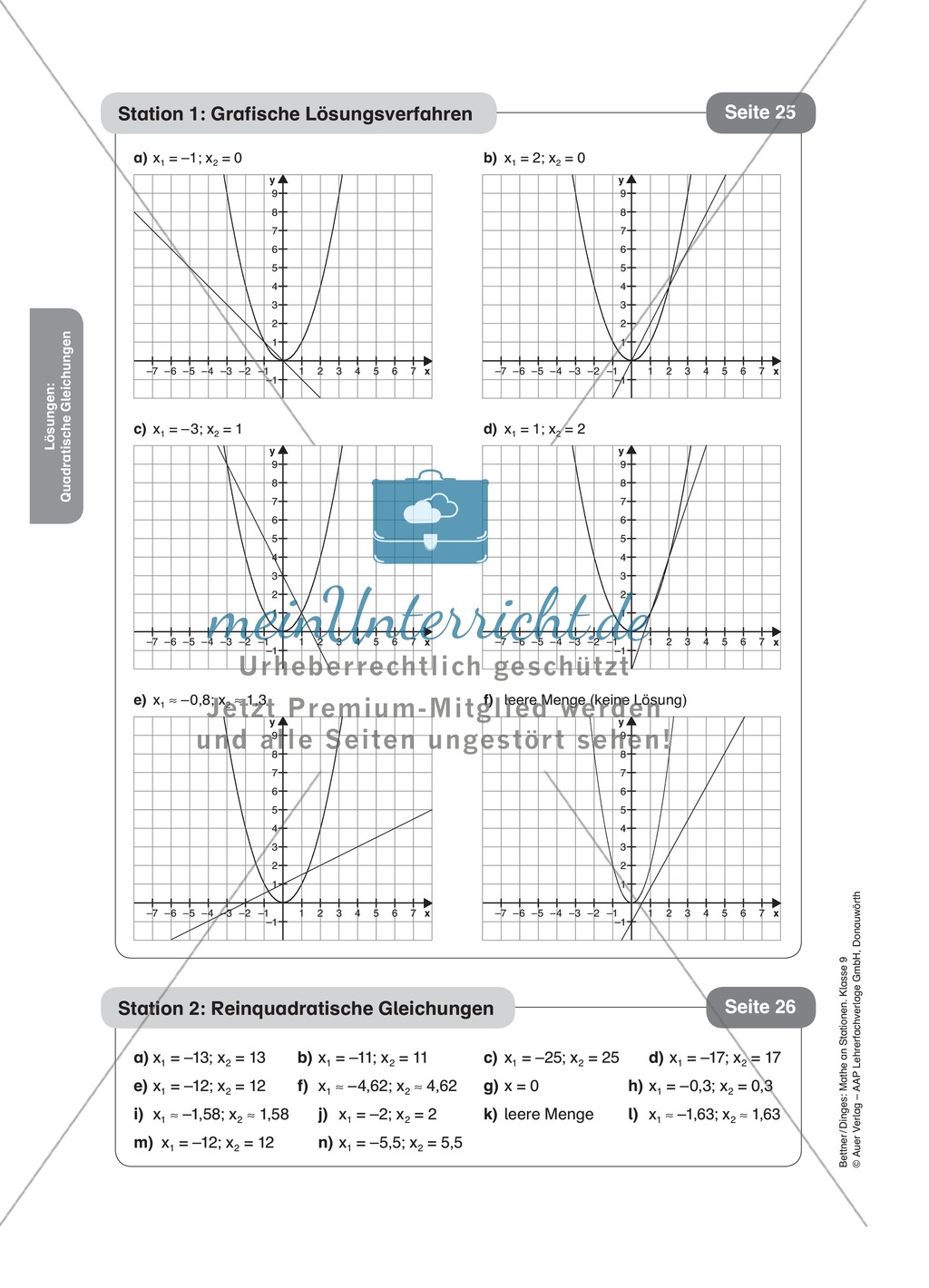 Stationenlernen zum Themenfeld quadratische Gleichungen Preview 11