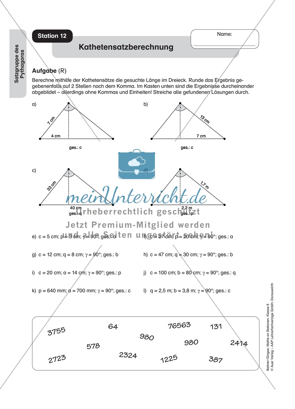 Stationenlernen zum Satz des Pythagoras, mit Memory und Kreuzworträtsel Preview 11