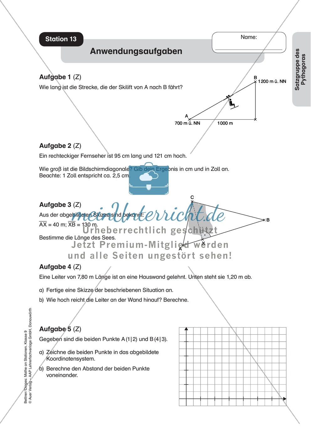 Stationenlernen zum Satz des Pythagoras, mit Memory und Kreuzworträtsel Preview 12