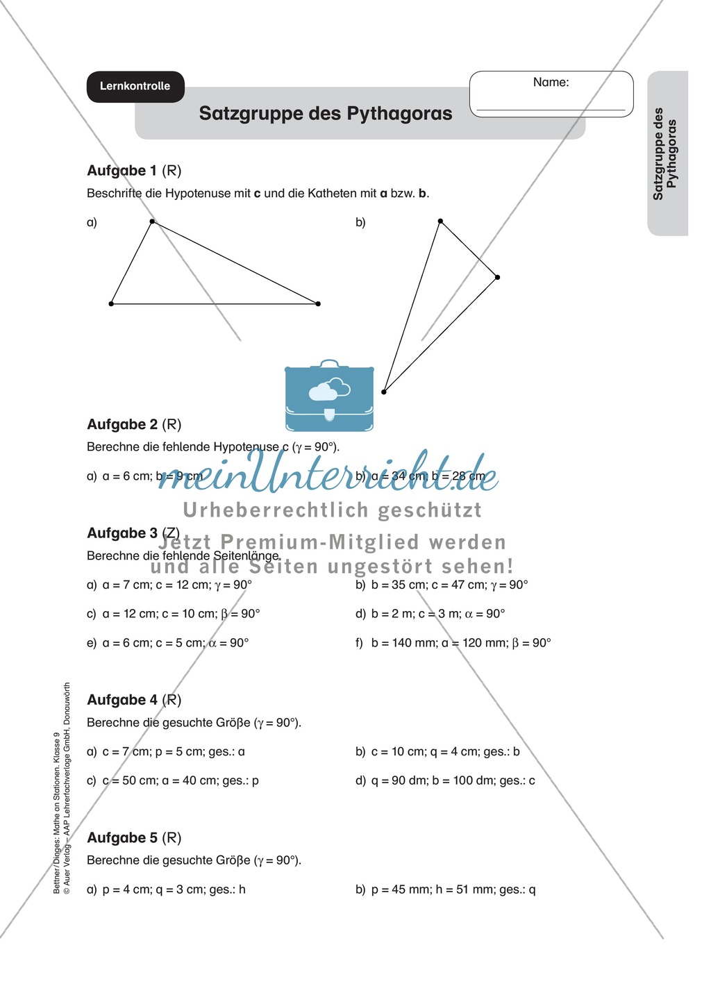 Stationenlernen zum Satz des Pythagoras, mit Memory und Kreuzworträtsel Preview 14