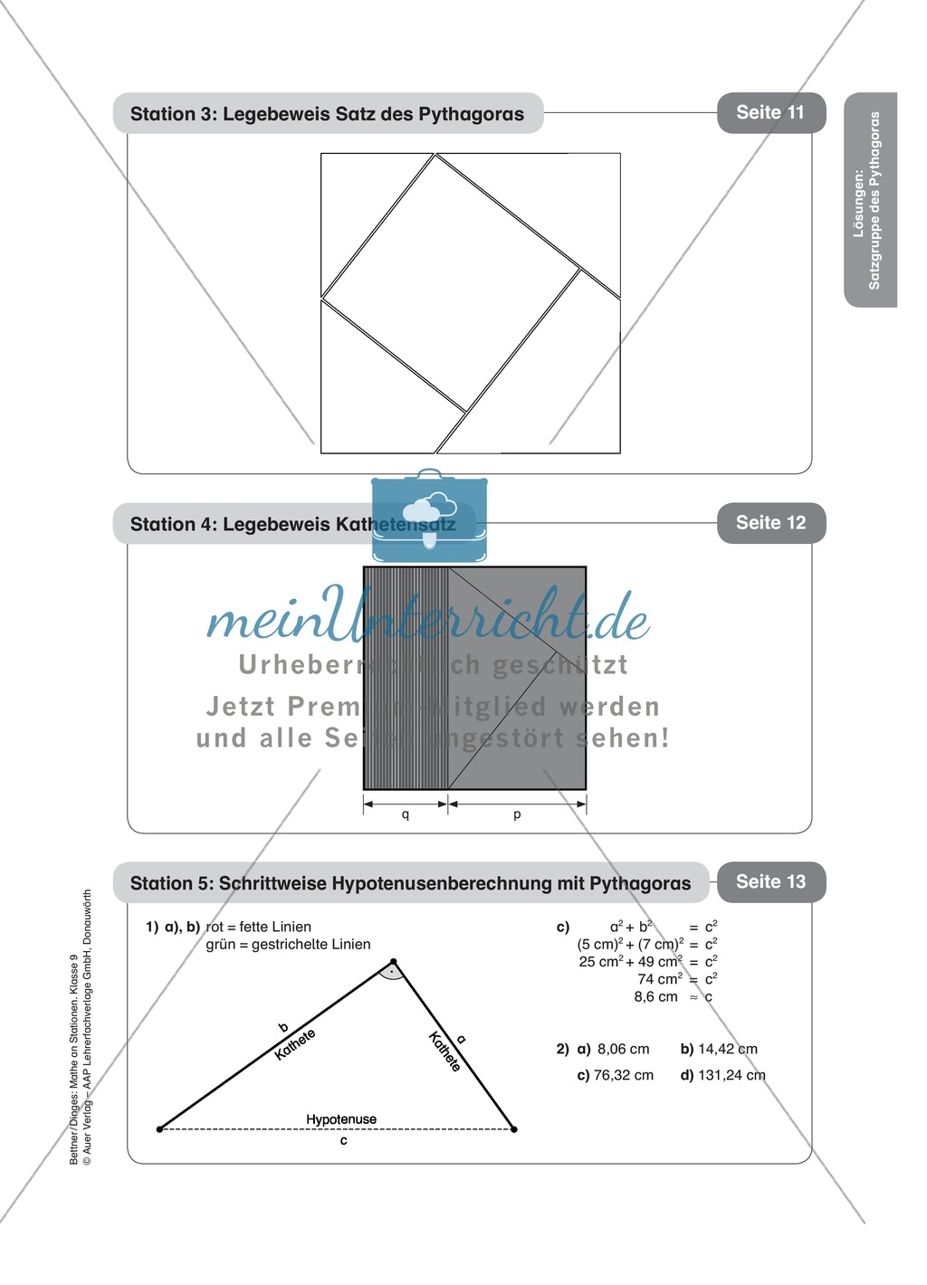 Stationenlernen zum Satz des Pythagoras, mit Memory und Kreuzworträtsel Preview 17