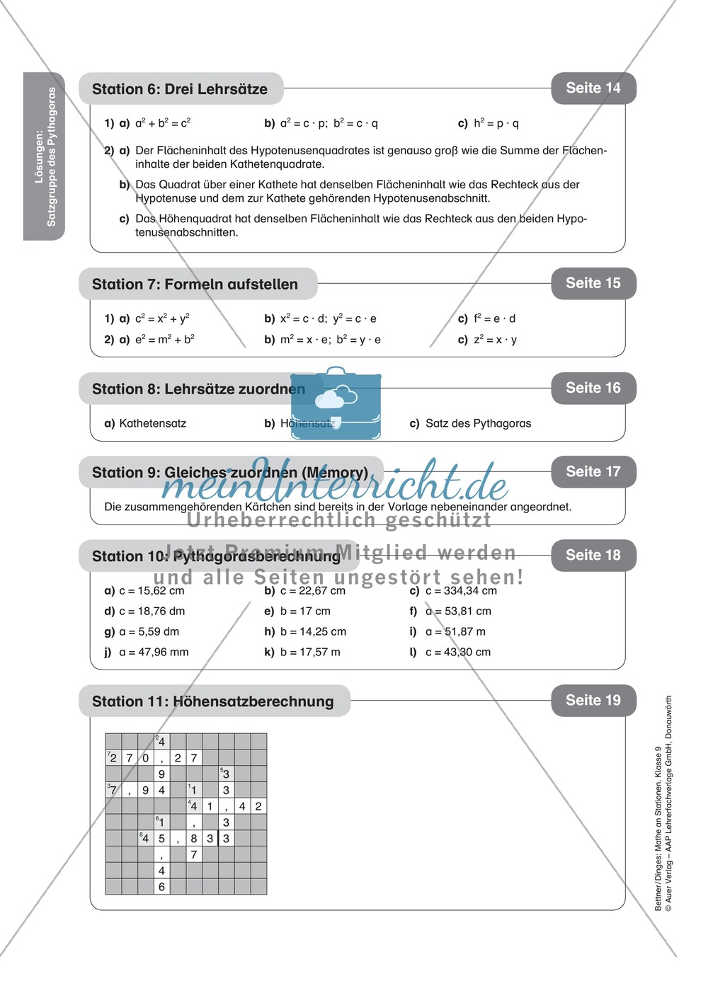 Stationenlernen zum Satz des Pythagoras, mit Memory und Kreuzworträtsel Preview 18