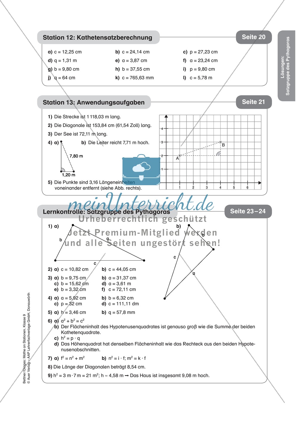 Stationenlernen zum Satz des Pythagoras, mit Memory und Kreuzworträtsel Preview 19