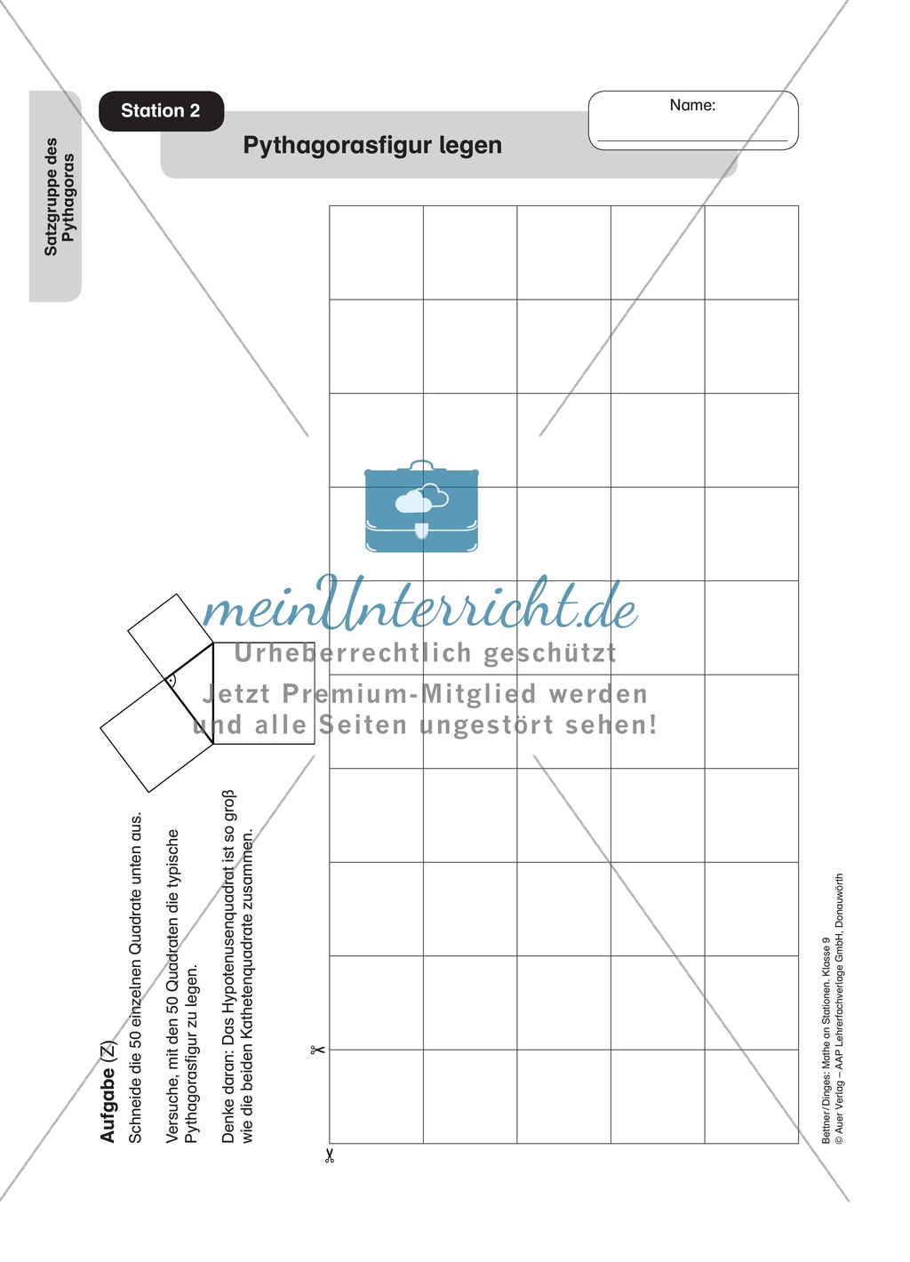 Stationenlernen zum Satz des Pythagoras, mit Memory und Kreuzworträtsel Preview 1