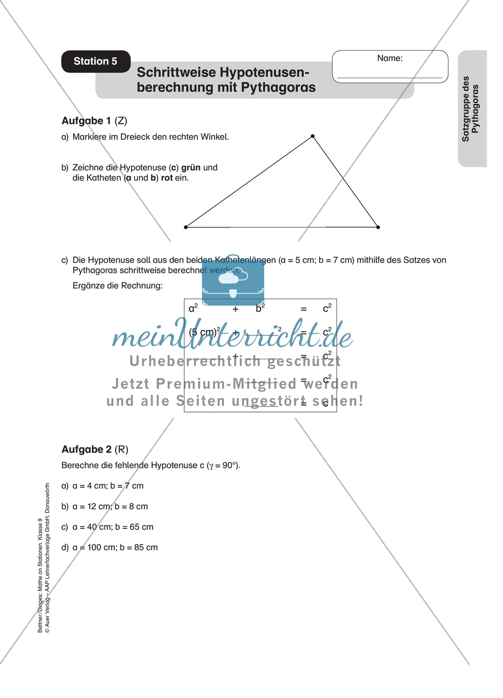 Stationenlernen zum Satz des Pythagoras, mit Memory und Kreuzworträtsel Preview 4