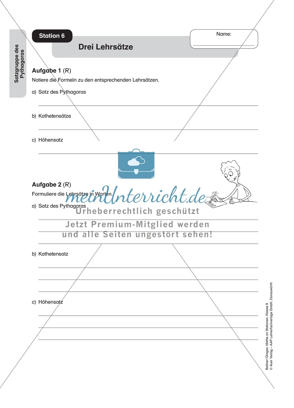 Stationenlernen zum Satz des Pythagoras, mit Memory und Kreuzworträtsel Preview 5