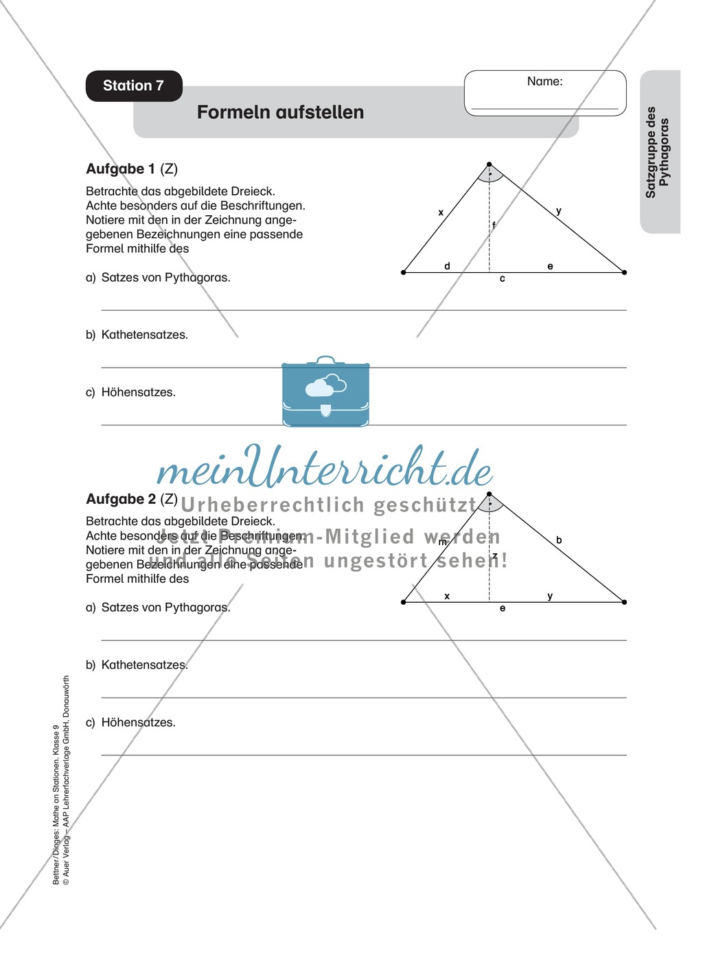 Stationenlernen zum Satz des Pythagoras, mit Memory und Kreuzworträtsel Preview 6