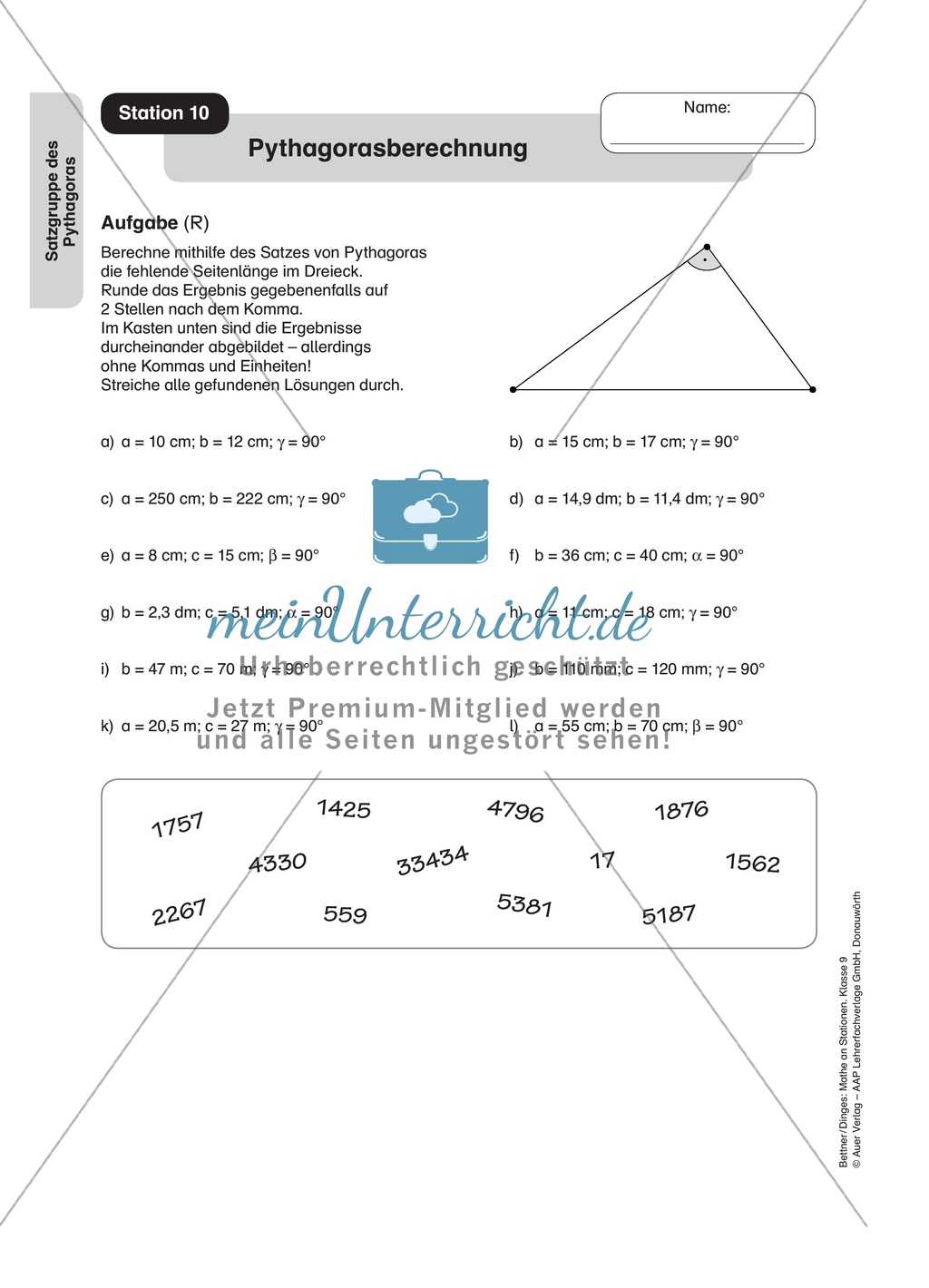 Stationenlernen zum Satz des Pythagoras, mit Memory und Kreuzworträtsel Preview 9