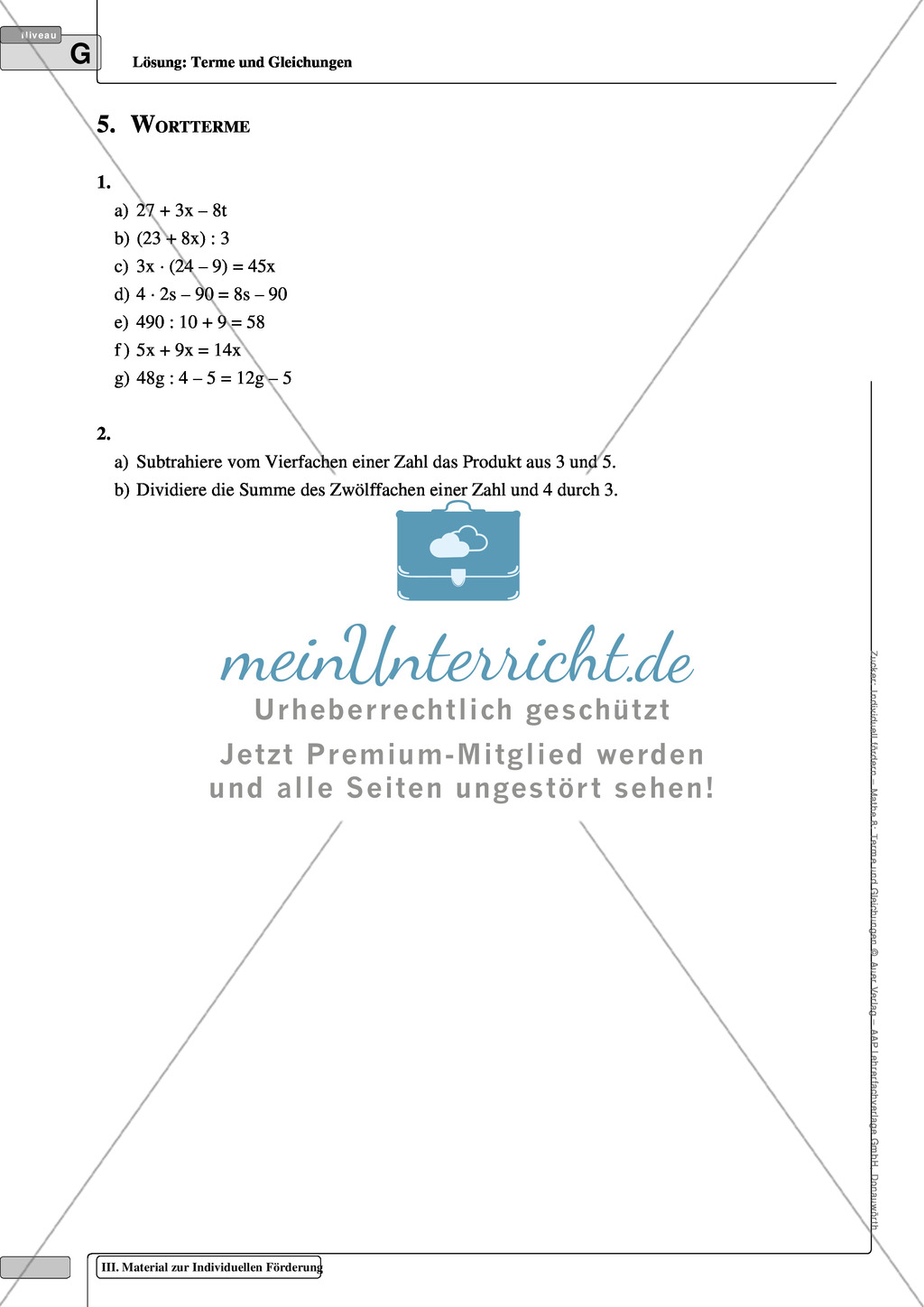 Übungsaufgaben zur Verbindung zwischen kurzen Texten und Sätzen und mathematischen Gleichungen Preview 4