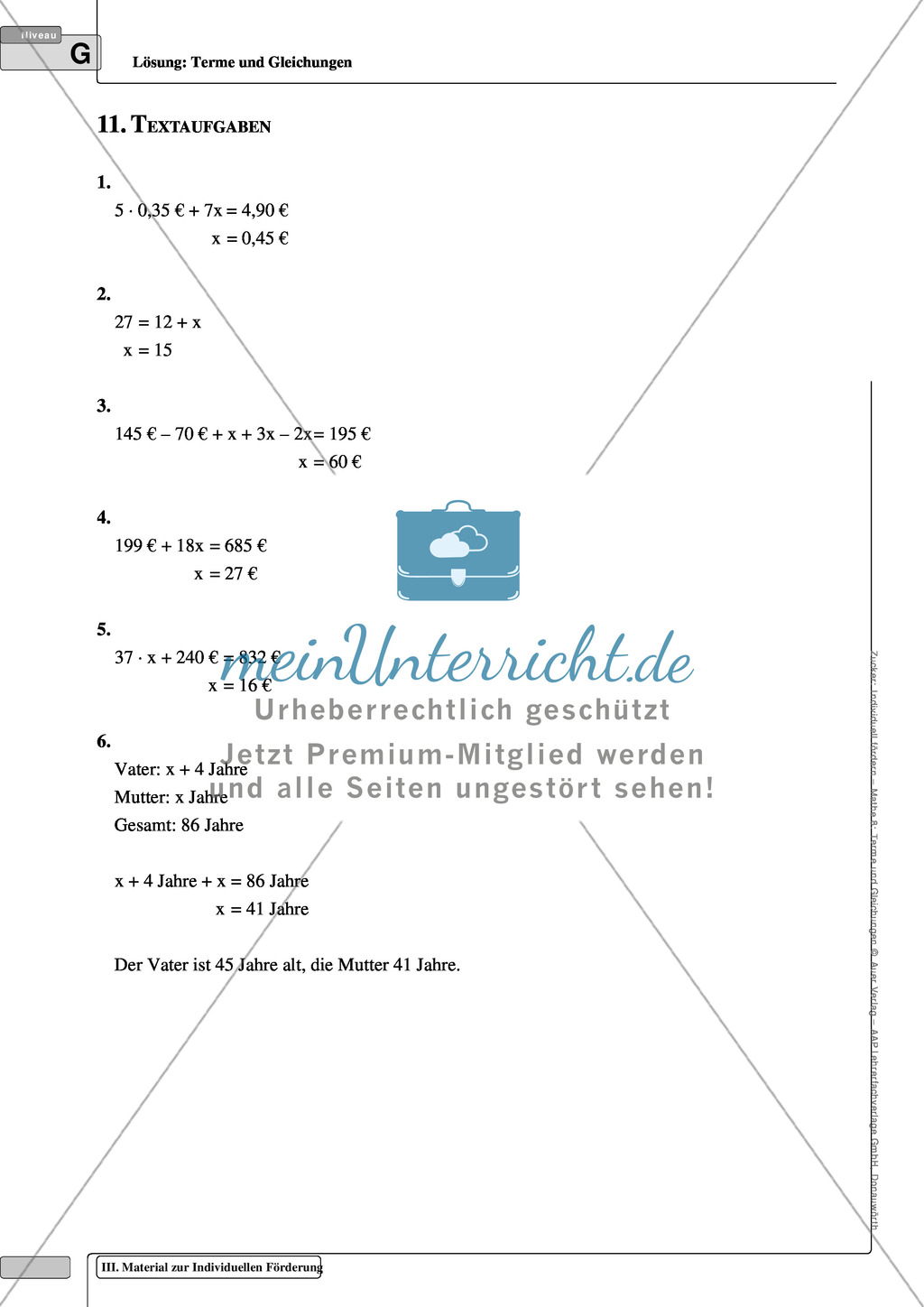 Übungsaufgaben zur Verbindung zwischen kurzen Texten und Sätzen und mathematischen Gleichungen Preview 5