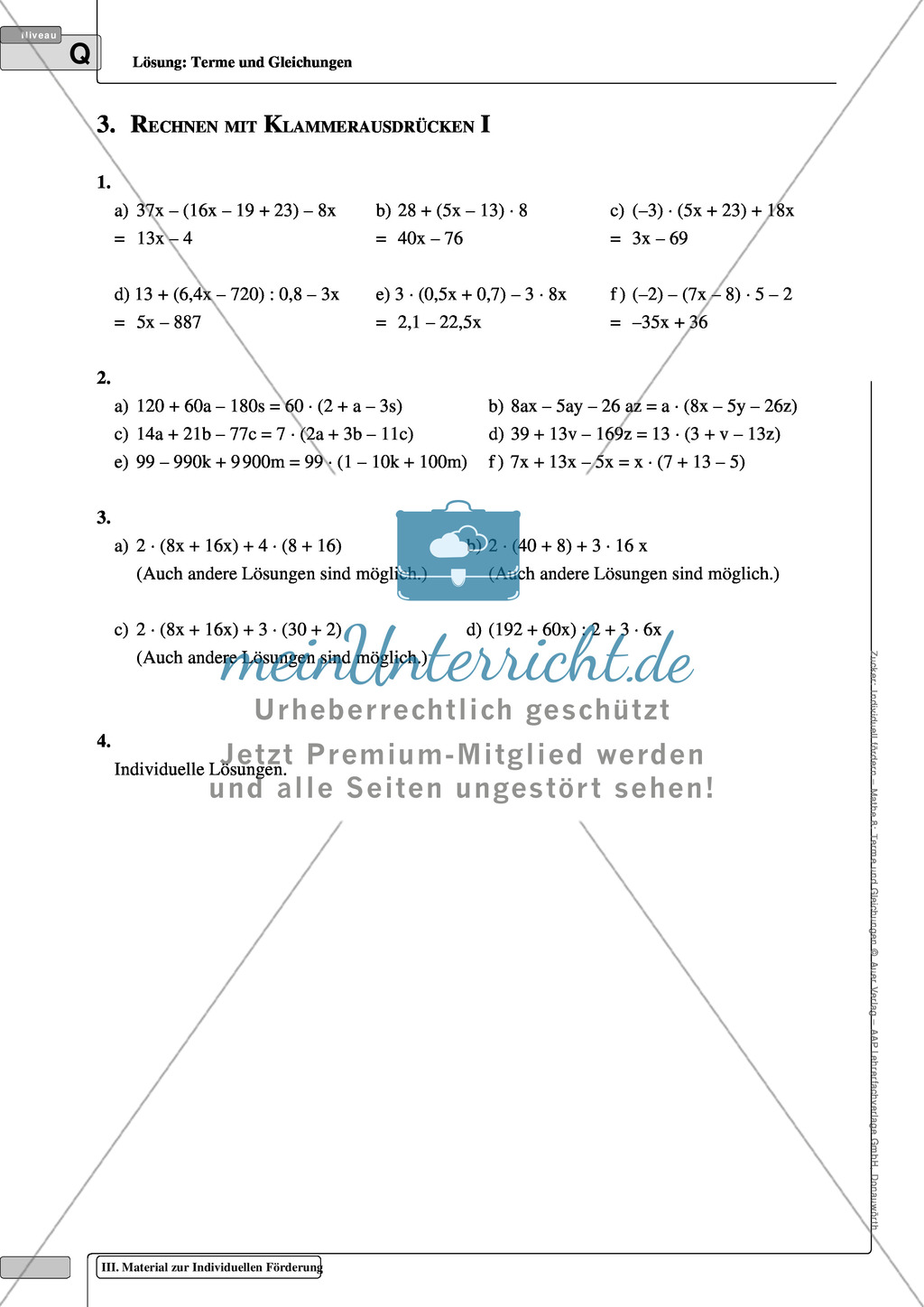 EInfache Aufgaben zum Rechnen mit Klammerausdrücken Preview 4