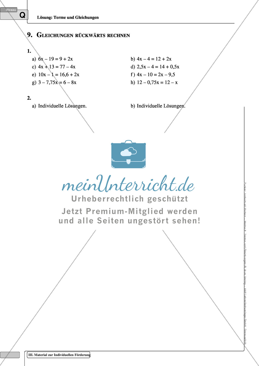 Auflösen einfacher Gleichungen mit einer Variablen Preview 6