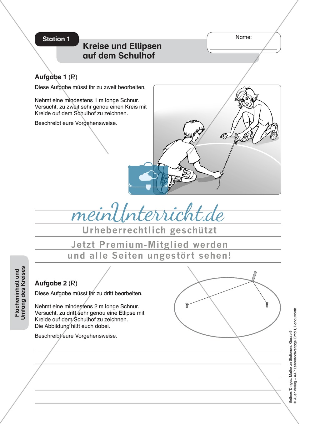 Stationenlernen zum Themenfeld Flächeninhalt und Umfang des Kreises Preview 1