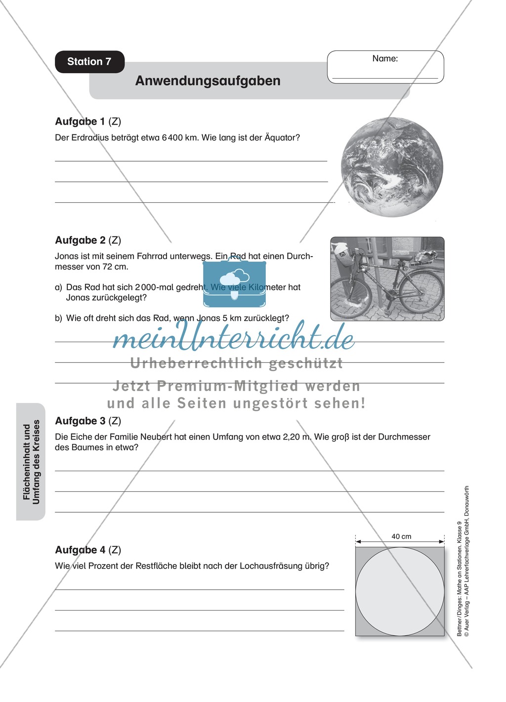 Stationenlernen zum Themenfeld Flächeninhalt und Umfang des Kreises Preview 7
