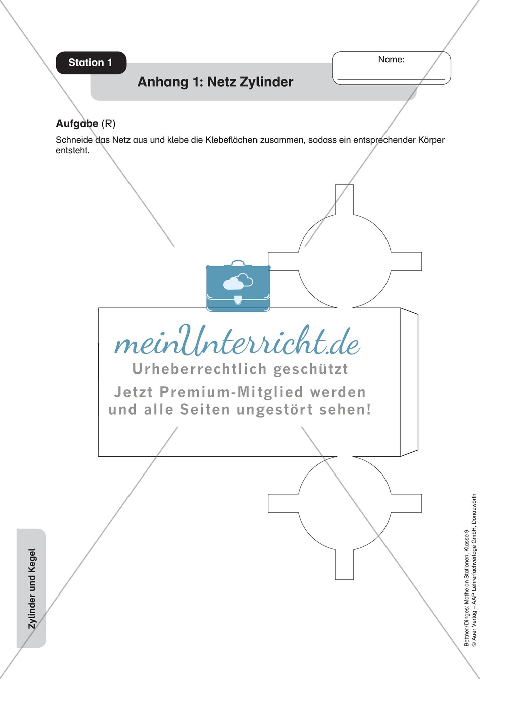 Stationenlernen zu den Eigenschaften von Zylinder und Kegel Preview 2