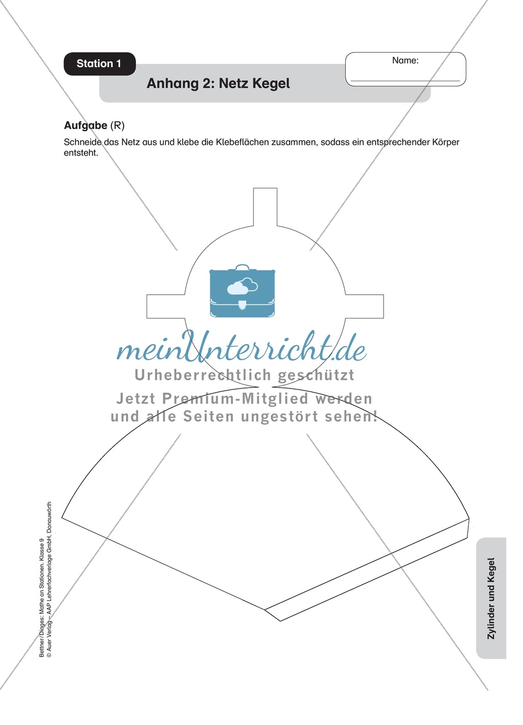 Stationenlernen zu den Eigenschaften von Zylinder und Kegel Preview 3