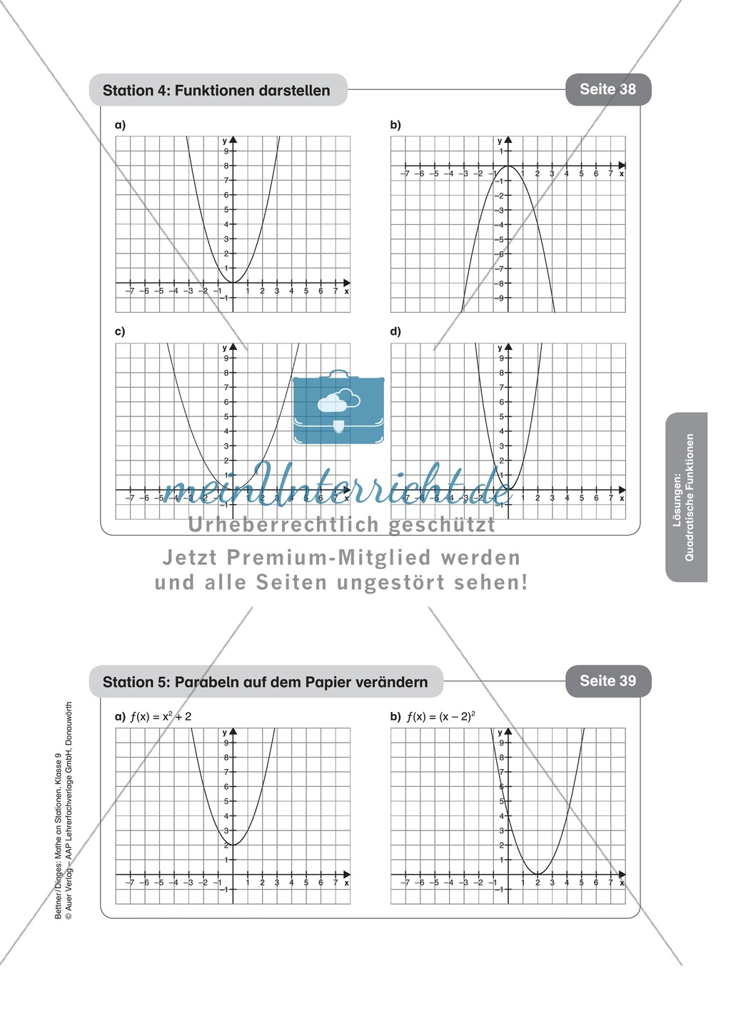 Stationenlernen zum Themenfeld quadratische Funktionen Preview 14